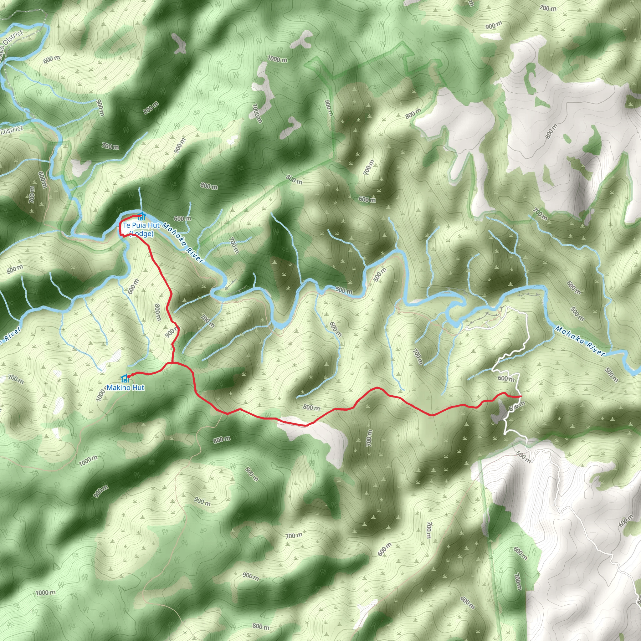 Makahu Road to Makino Hut to Te Puia Lodge to Makahu Rd mobile static map