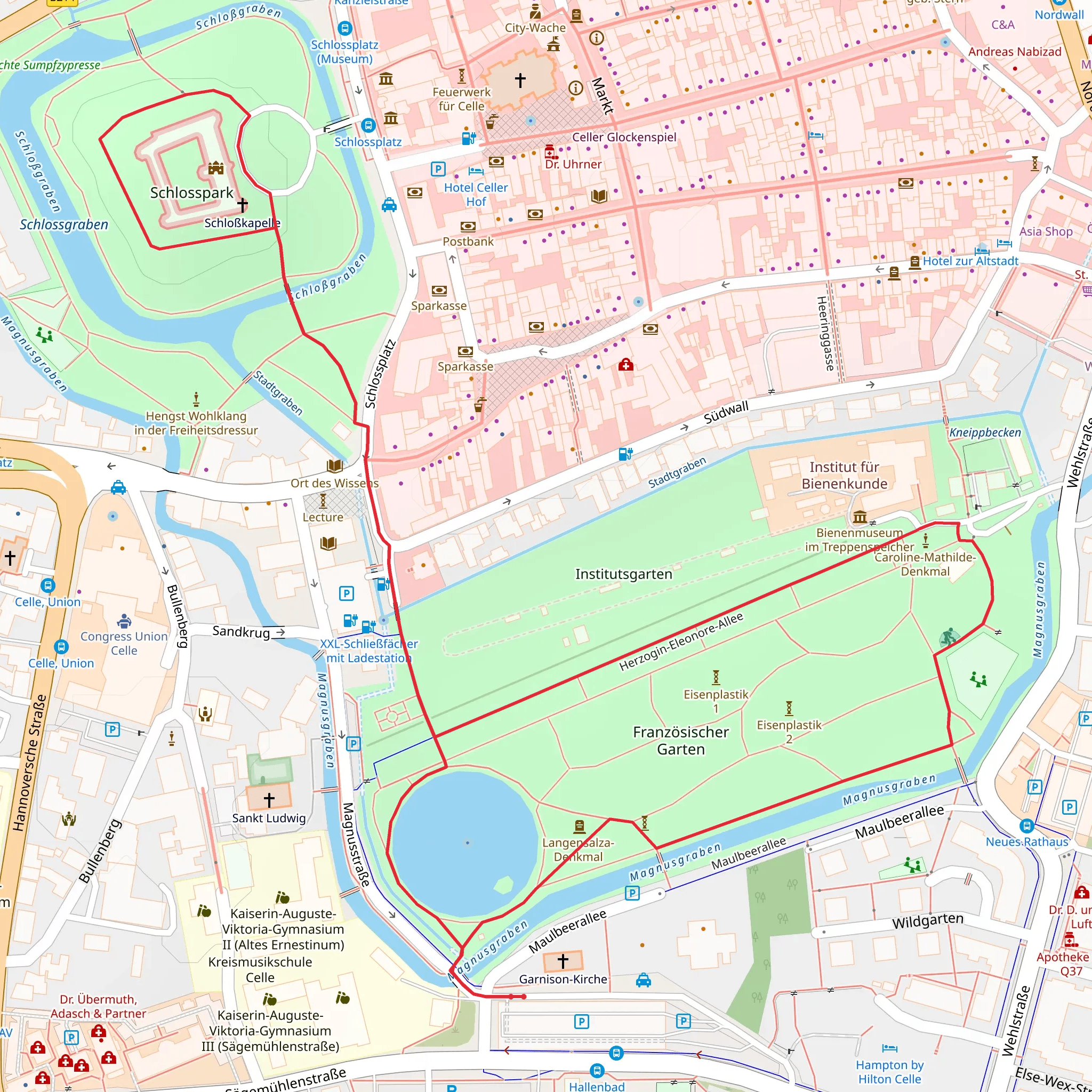 Schlosspark and Franzoesischer Garten Loop mobile static map