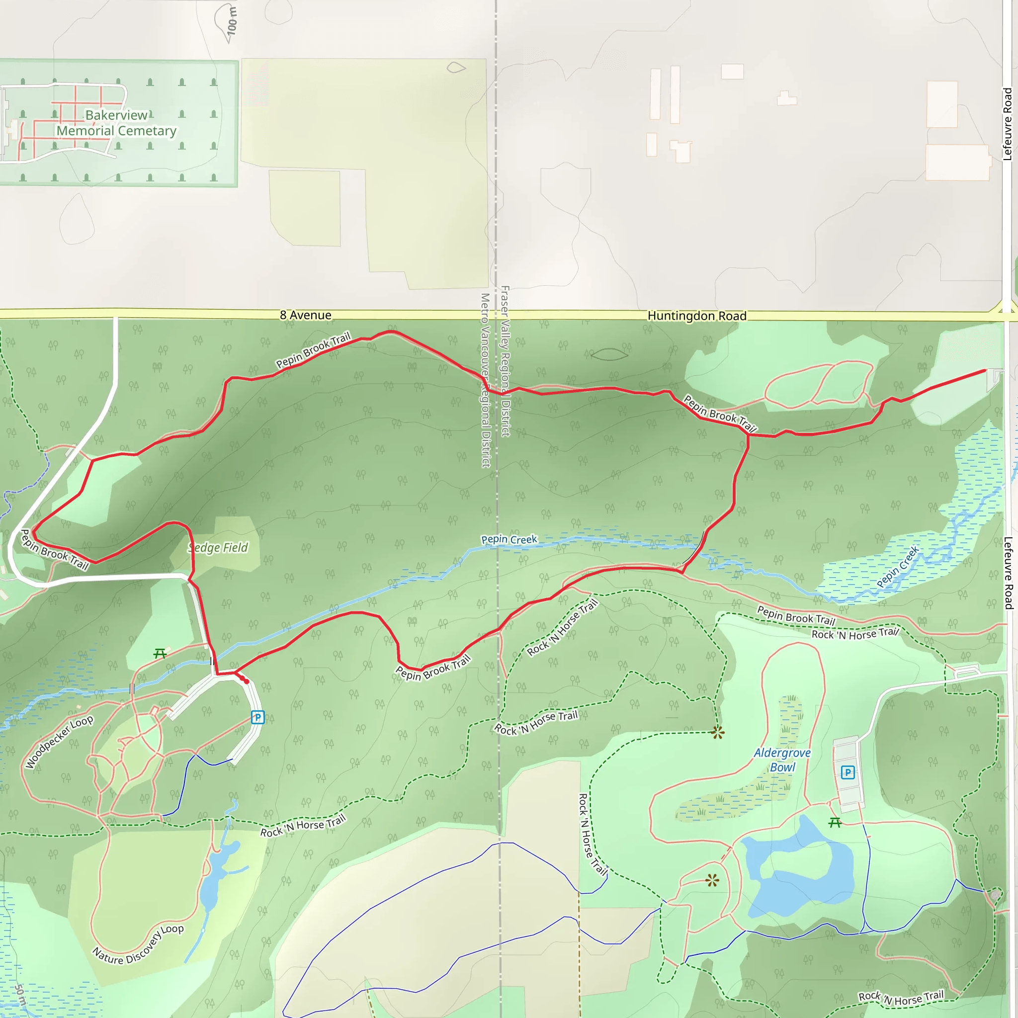 Pepin Brook Trail mobile static map