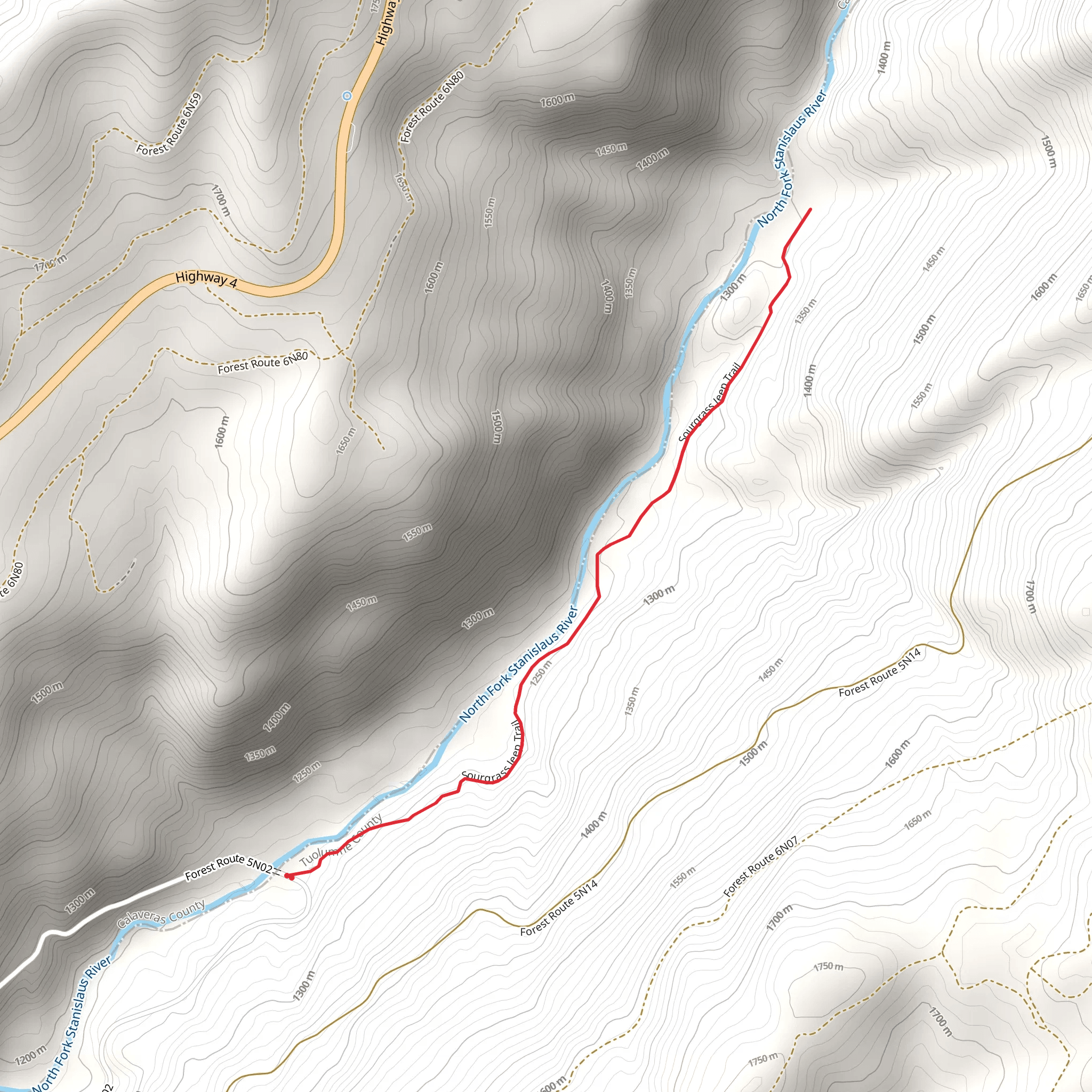 North Fork Stanislaus River mobile static map