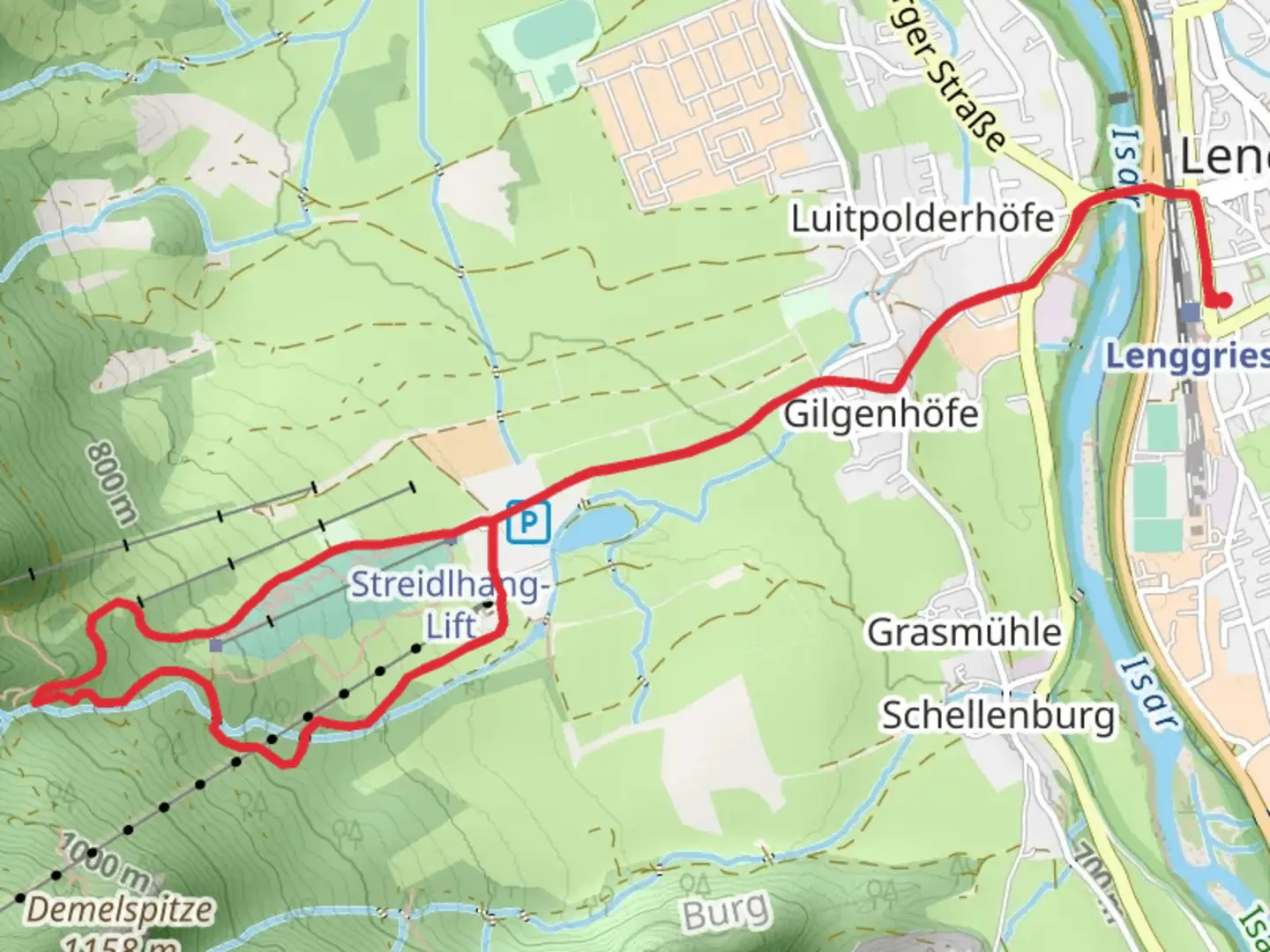 An image depicting the trail Maximilians Weg and Via Alpina Purple Trail and its surrounding area.