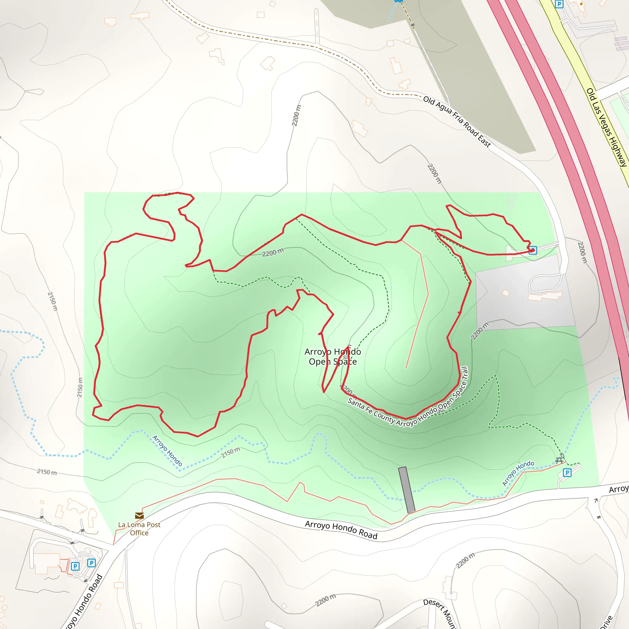 Santa Fe County Arroyo Hondo Open Space Loop Trail mobile static map