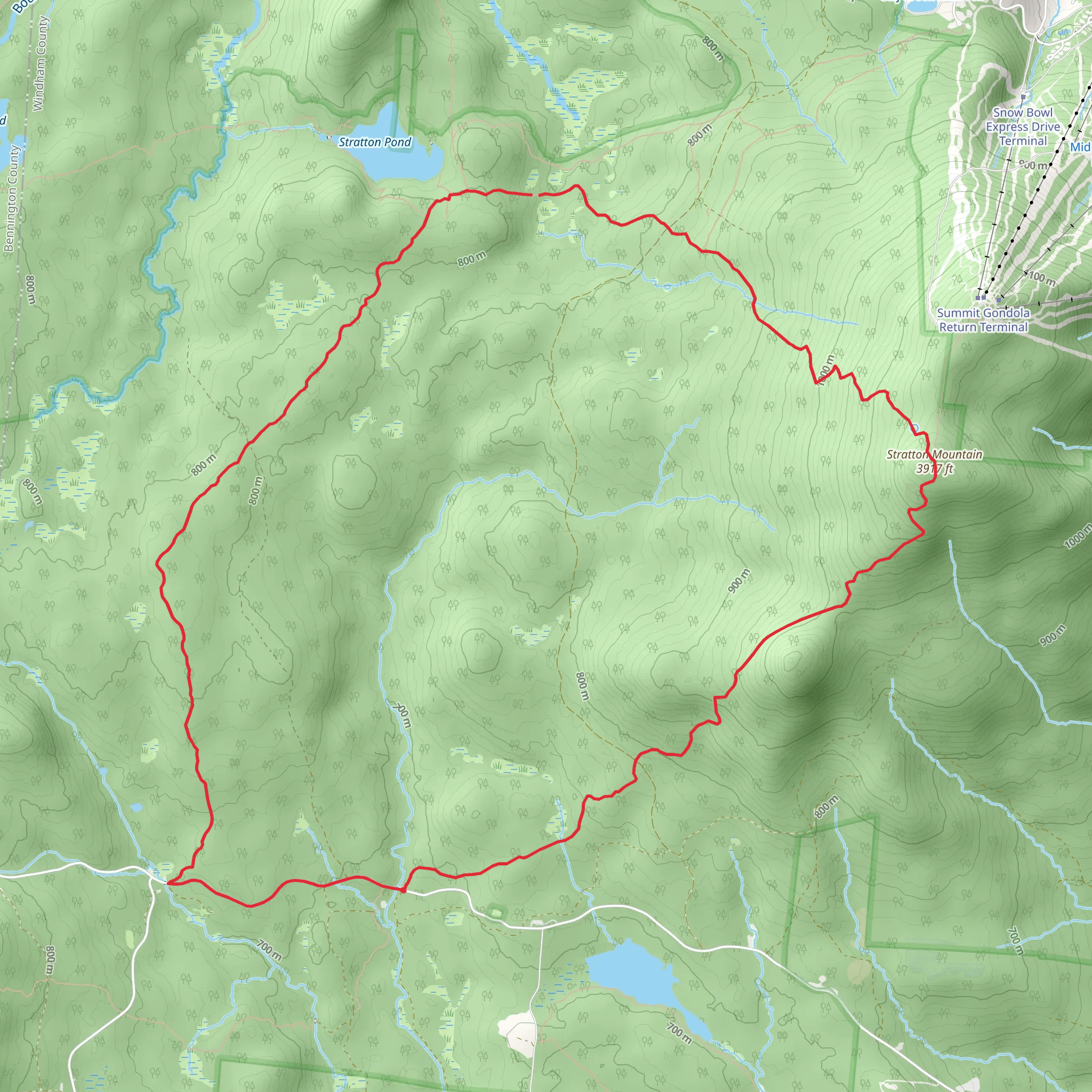 Stratton Mountain and Stratton Pond Loop Trail mobile static map