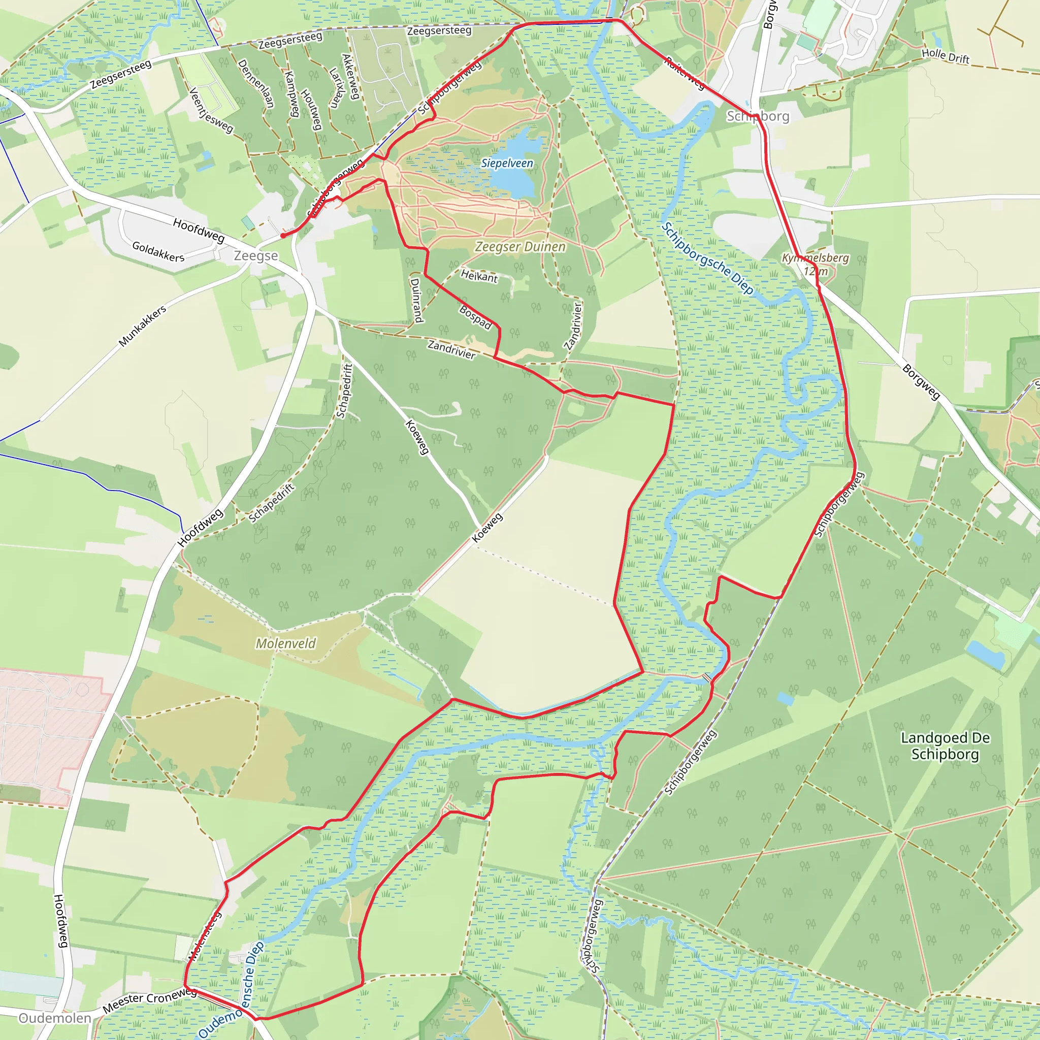 De Drentsche Aa, Grafheuvels and Mooi Zeegse Loop mobile static map