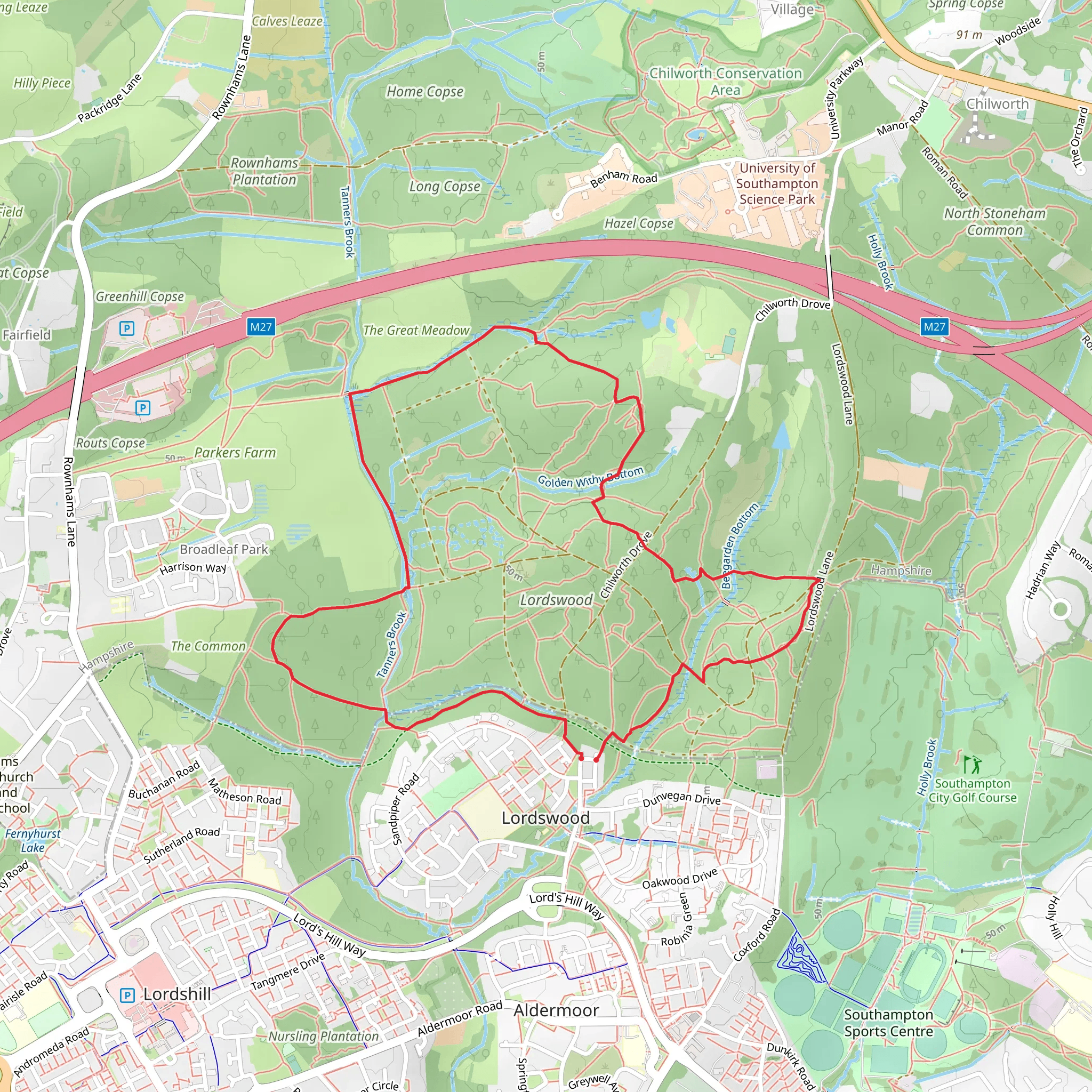 Lordswood Circular Walk mobile static map