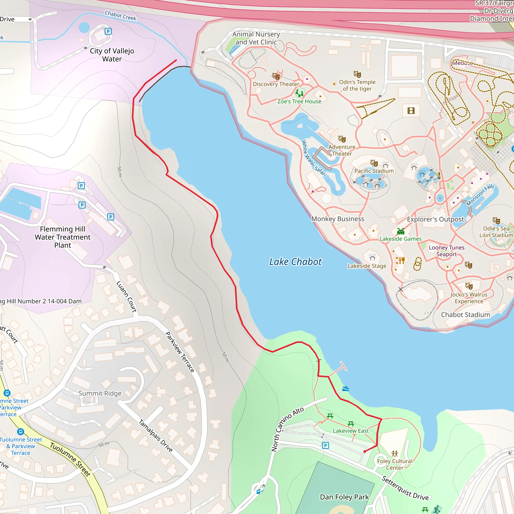 Lake Chabot West Shore Trail mobile static map