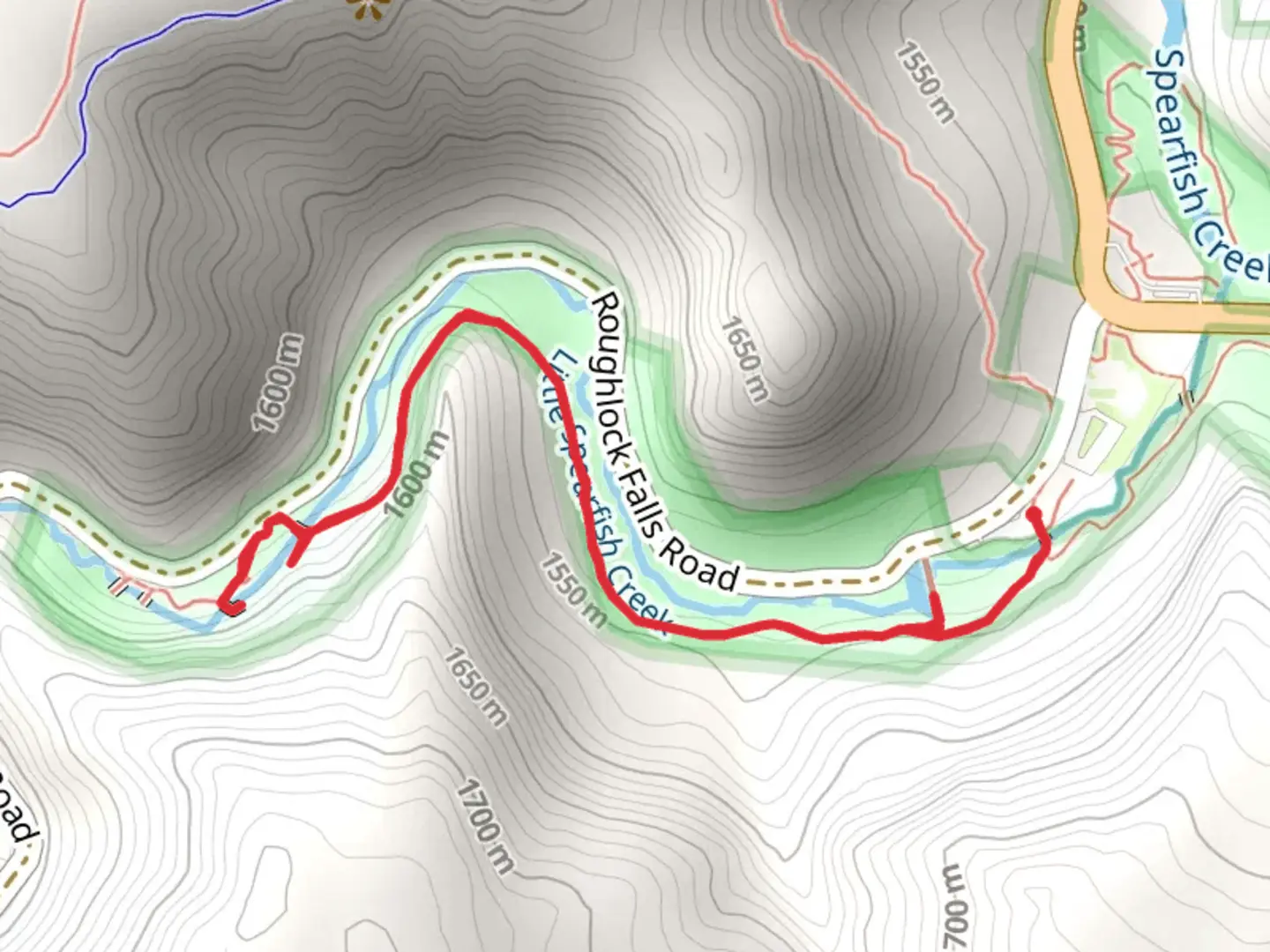 An image depicting the trail Little Spearfish Creek and Roughlock Falls and its surrounding area.