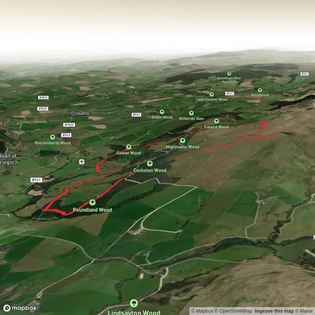 An image depicting the trail Barony Hill from Cowan woods and its surrounding area.