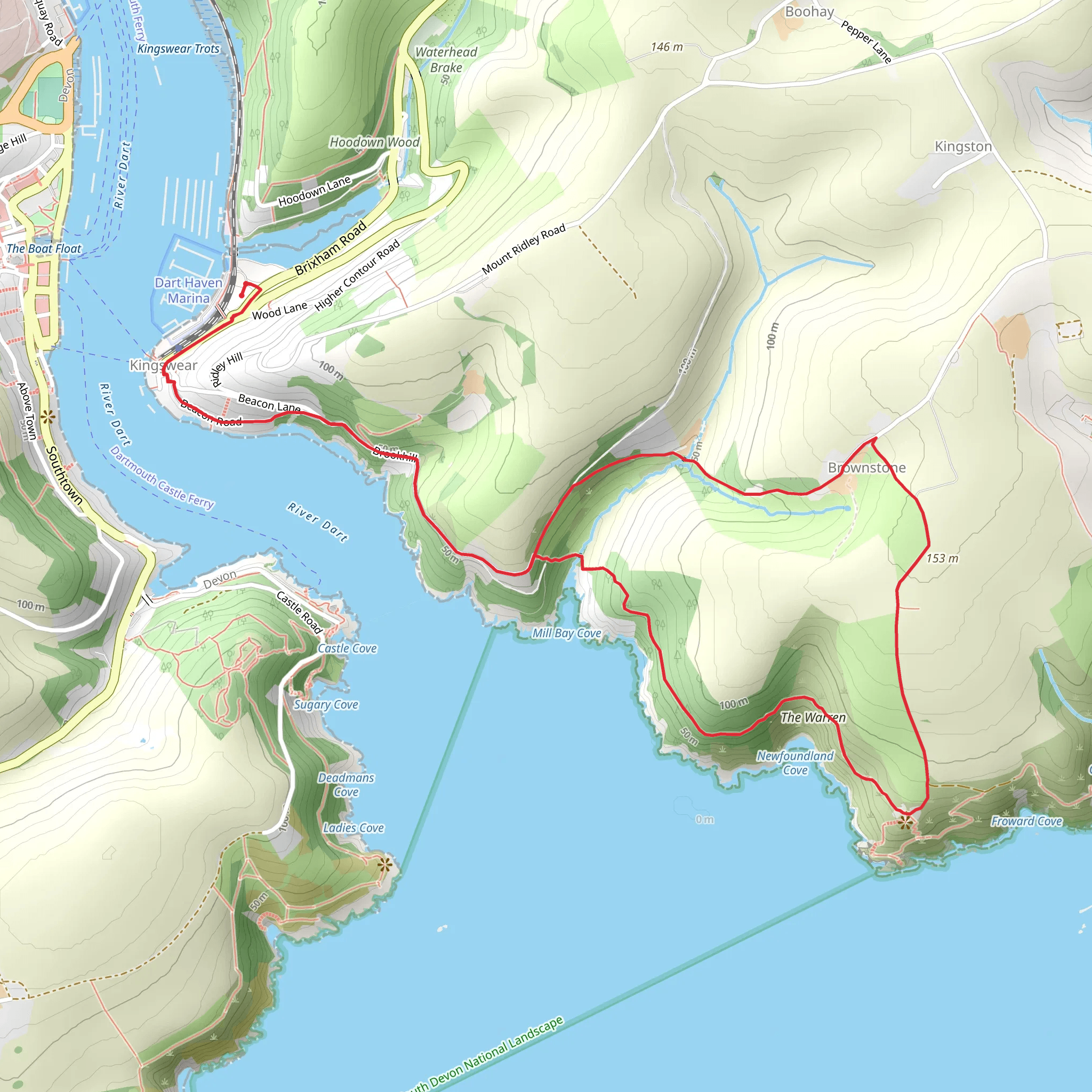 Kingswear and Brownstone Battery Walk mobile static map