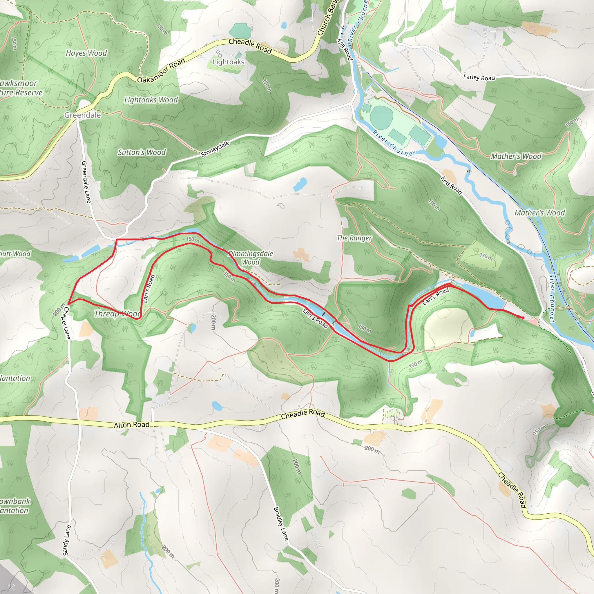 Threap Wood and Dimmingsdale Wood mobile static map