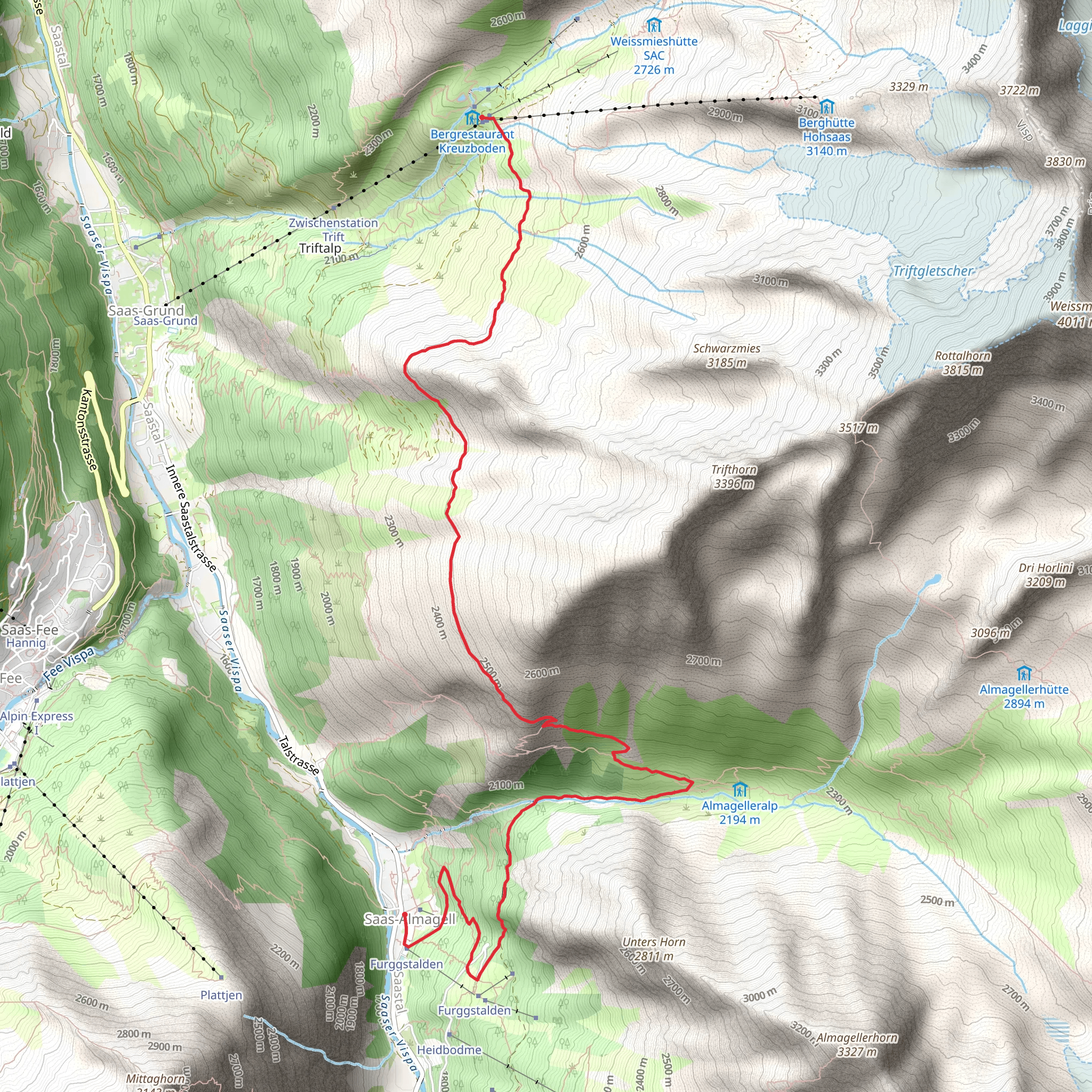 Höhenweg Almagelleralp mobile static map