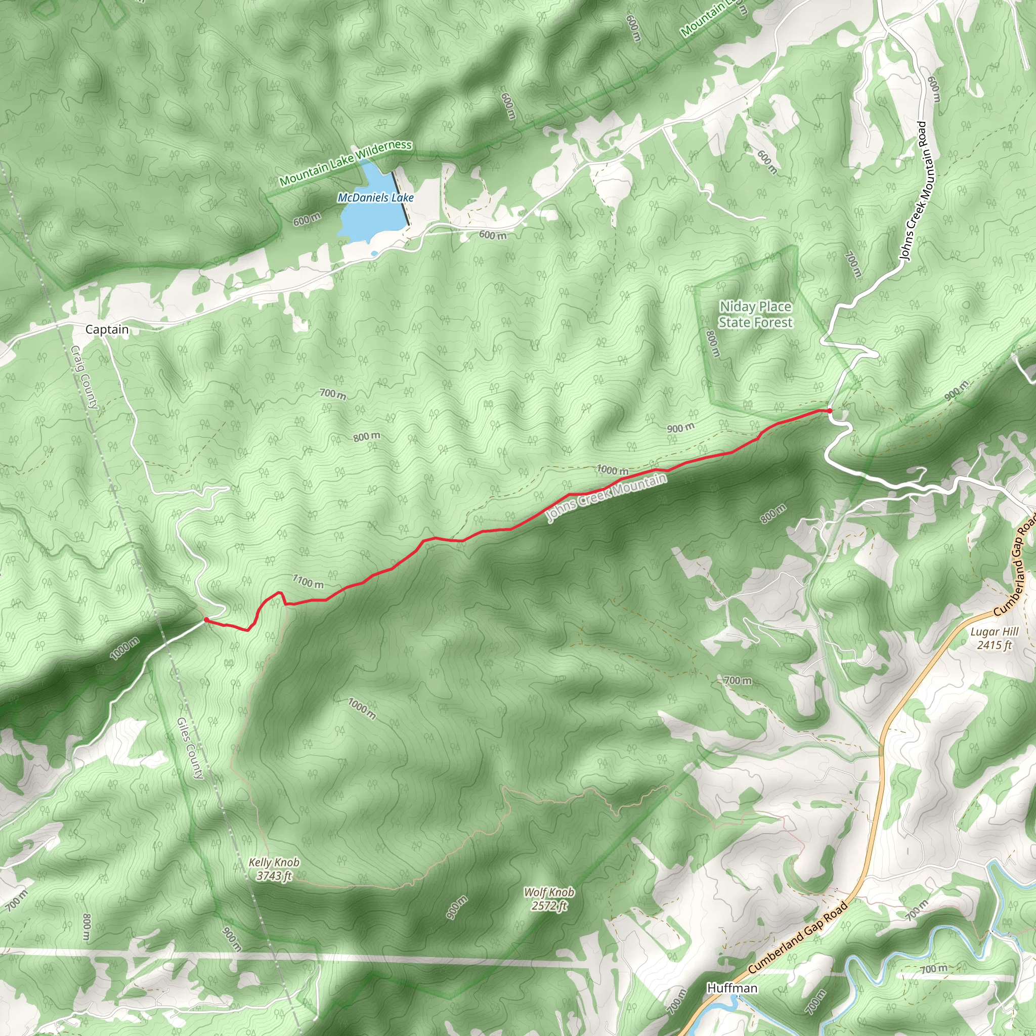 John's Creek Mountain Trail mobile static map