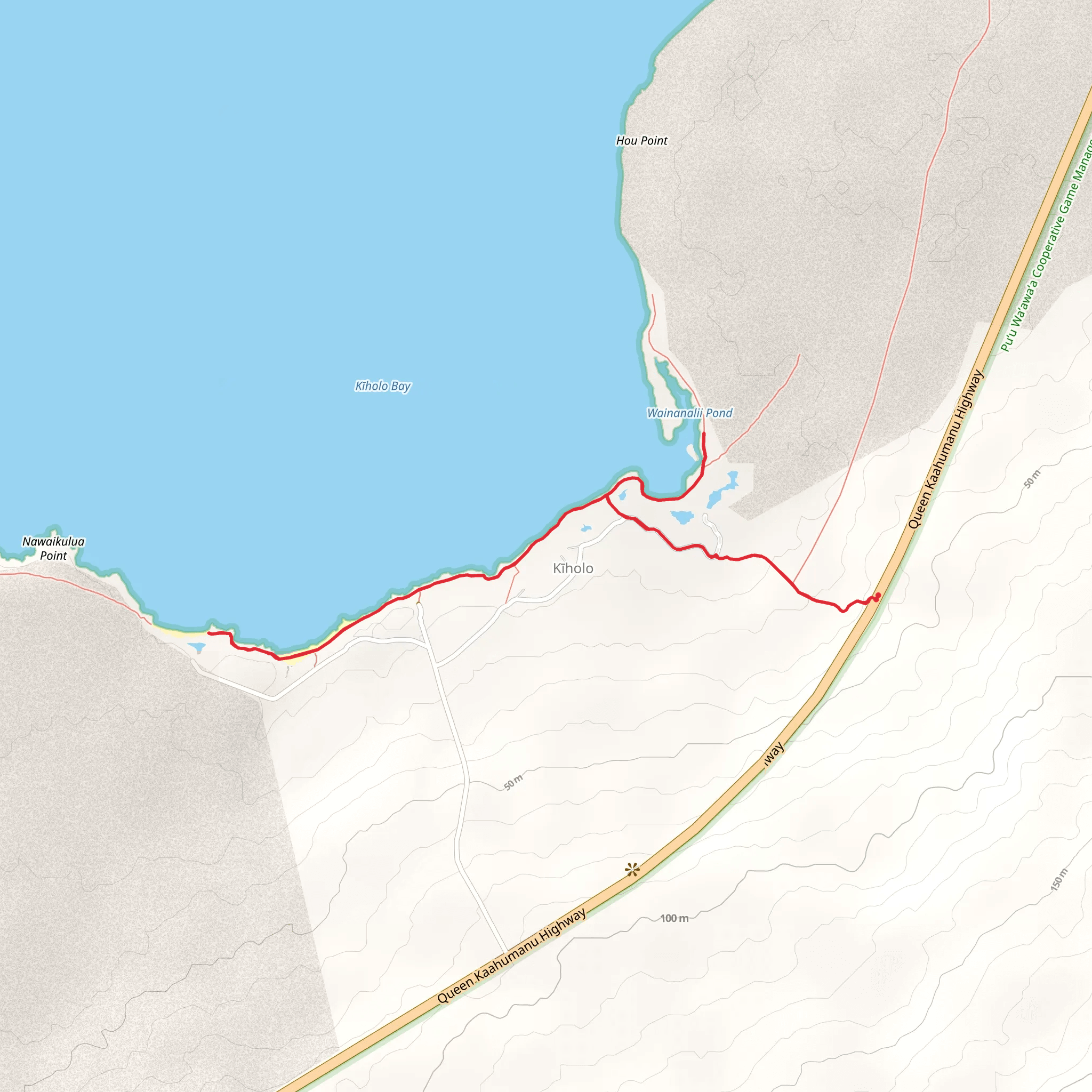 Luahinewai, Malama Kiholo and Wainanalii Pond mobile static map