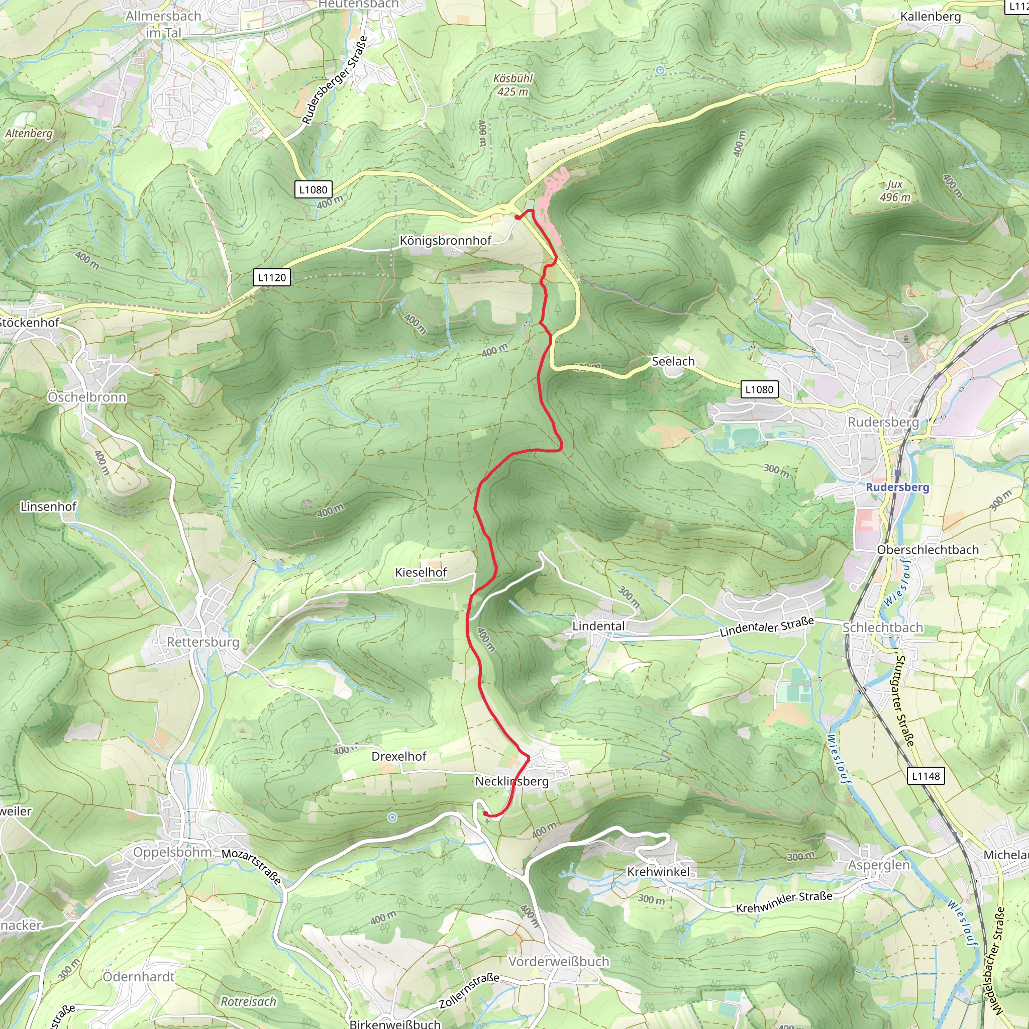 Friedhof Necklinsberg to Kreuz via Hauptlinie des SAV mobile static map