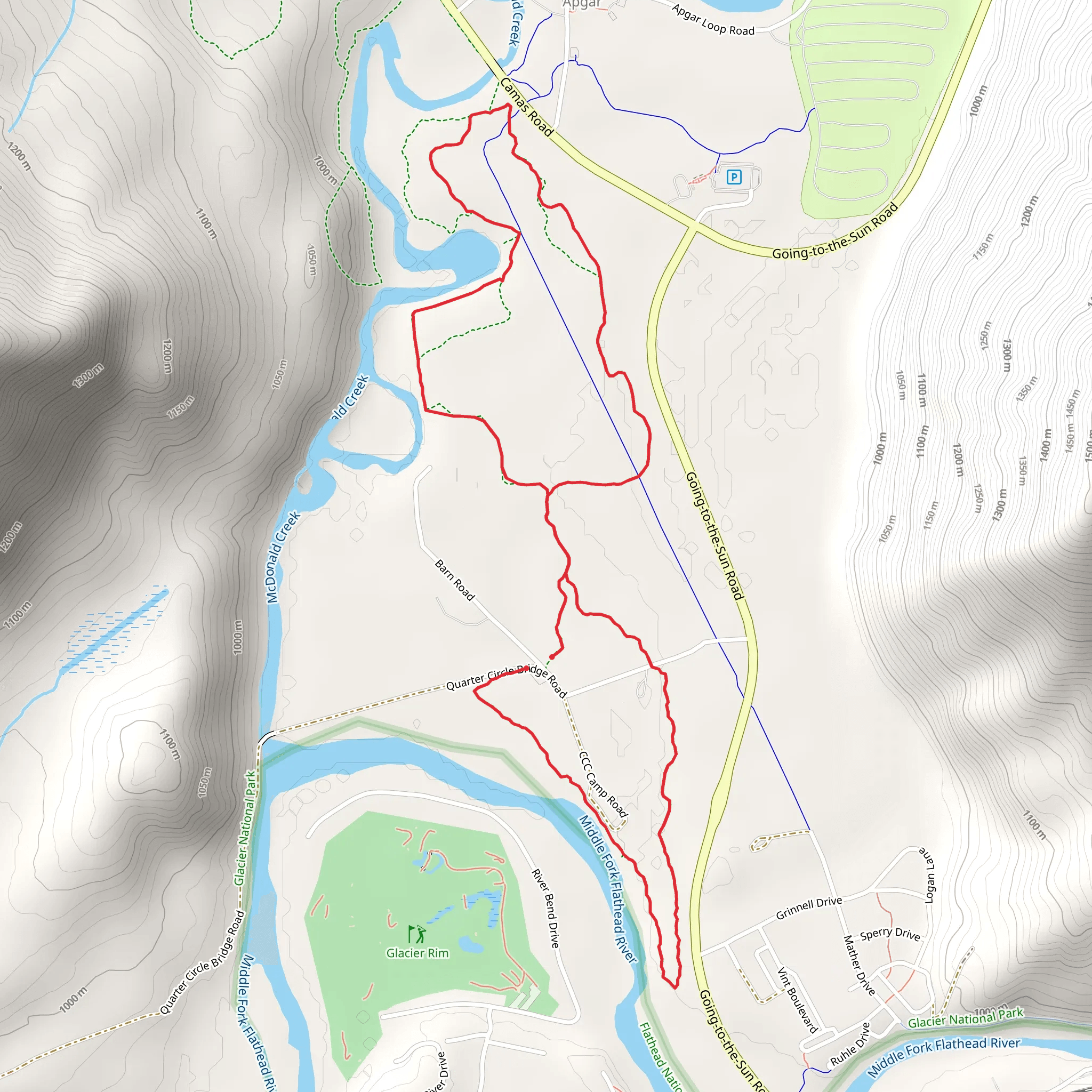 Apgar Flats Horse Trail mobile static map
