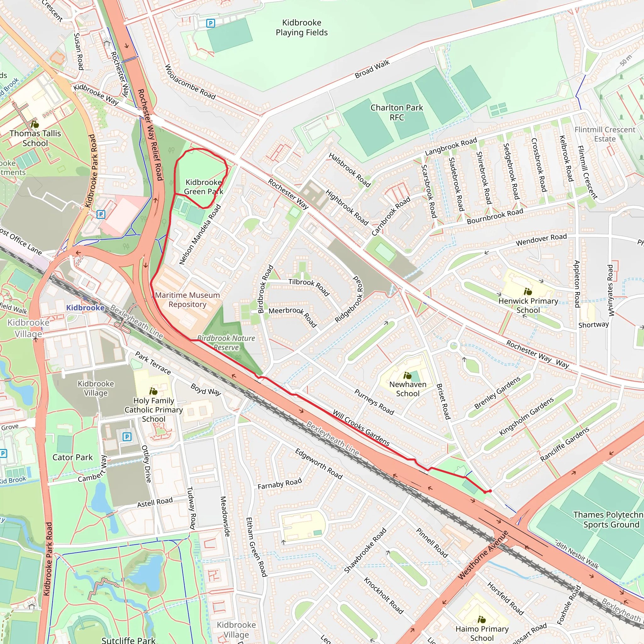 Briset Park to Kidbrooke Green Park Walk mobile static map