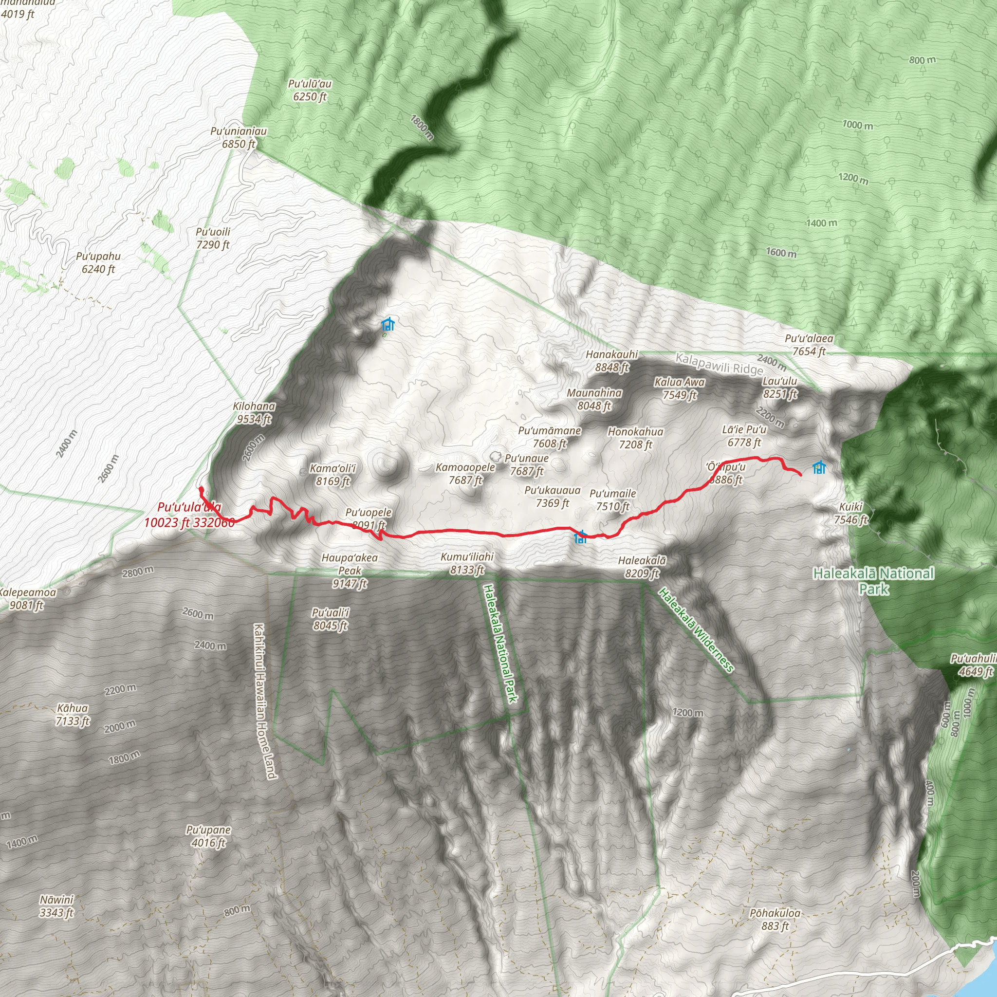 Keonehe'ehe'e Trail to Halemauu Trail mobile static map