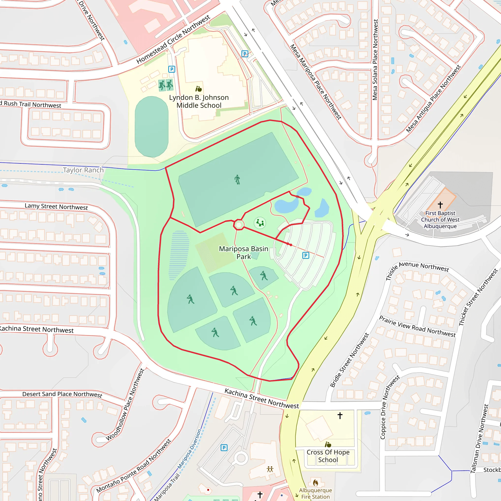 Mariposa Basin Park Loop mobile static map