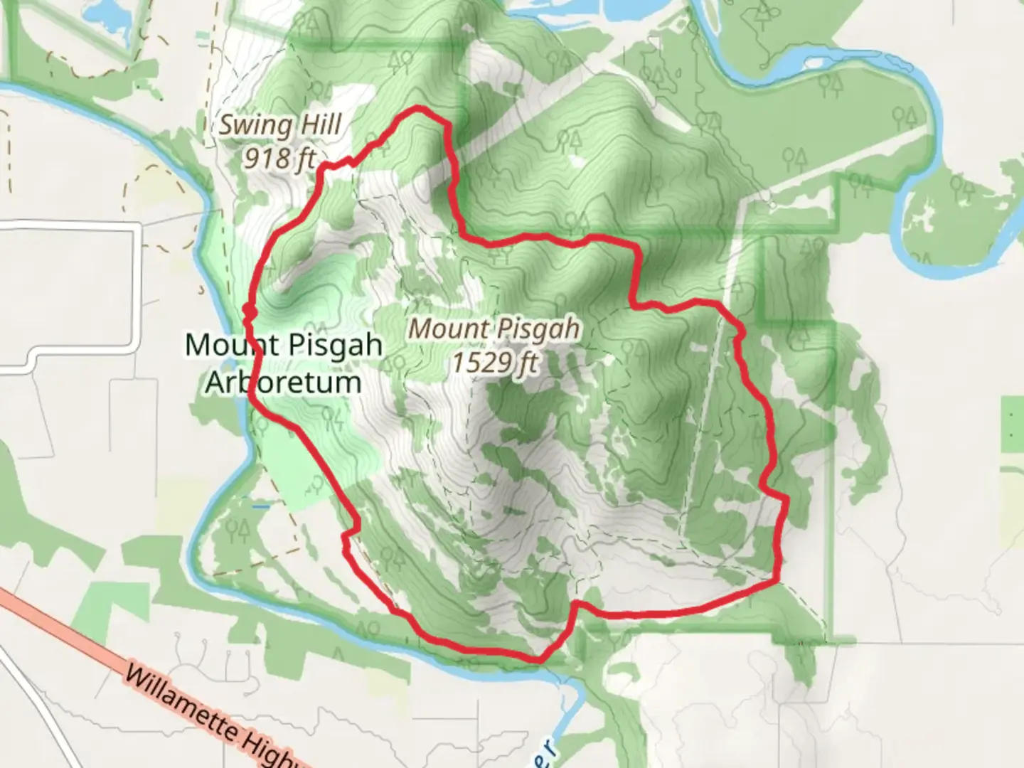 An image depicting the trail Theodore Trail, Trail 4 and Quarry Road Loop and its surrounding area.