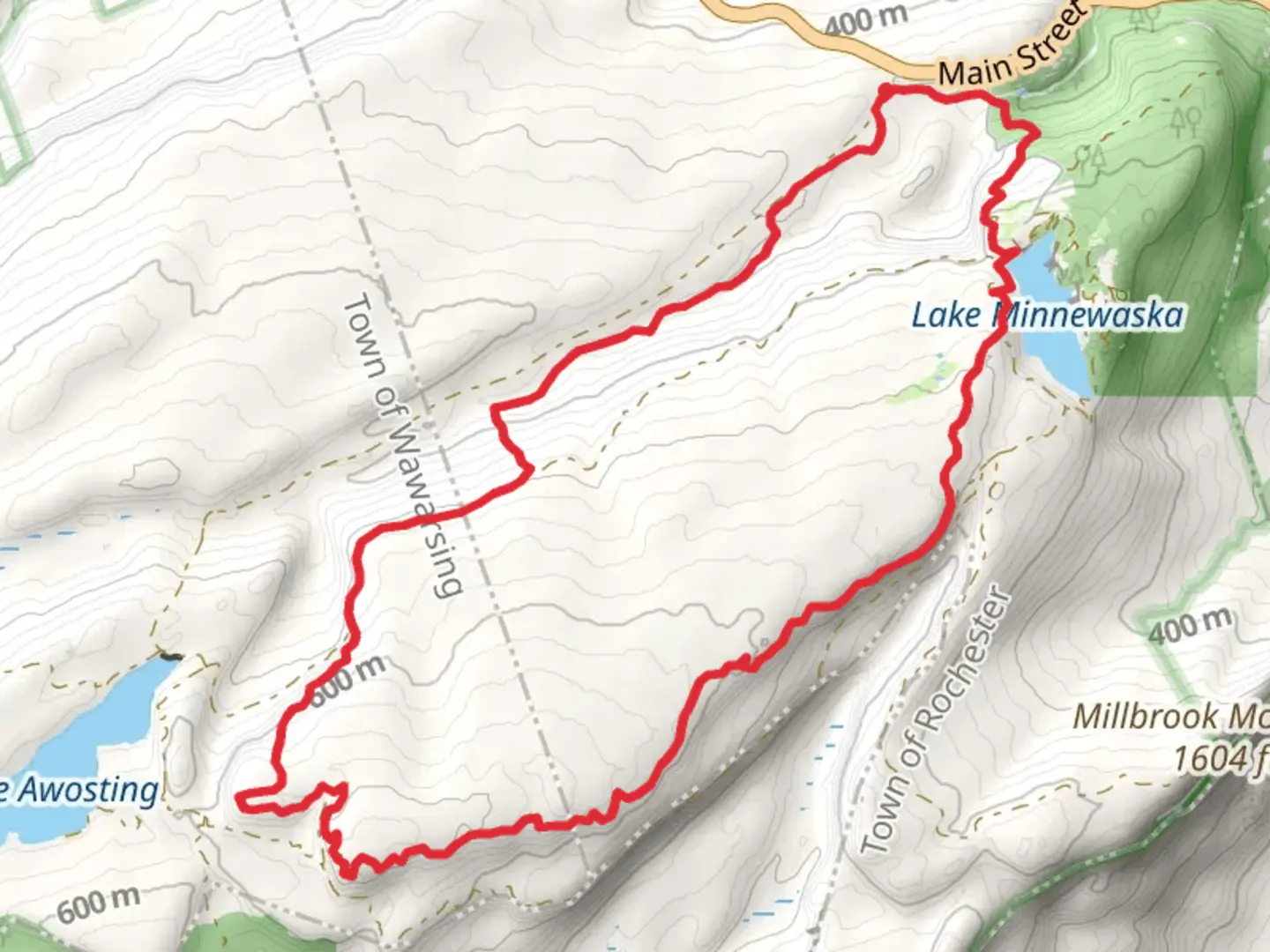 An image depicting the trail Shawangunk Ridge Loop and its surrounding area.