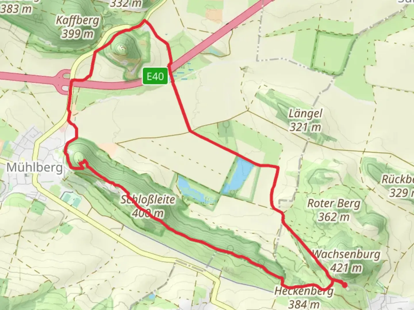 An image depicting the trail Gustav-Freytag Weg and Graf-Gleichen Weg and its surrounding area.