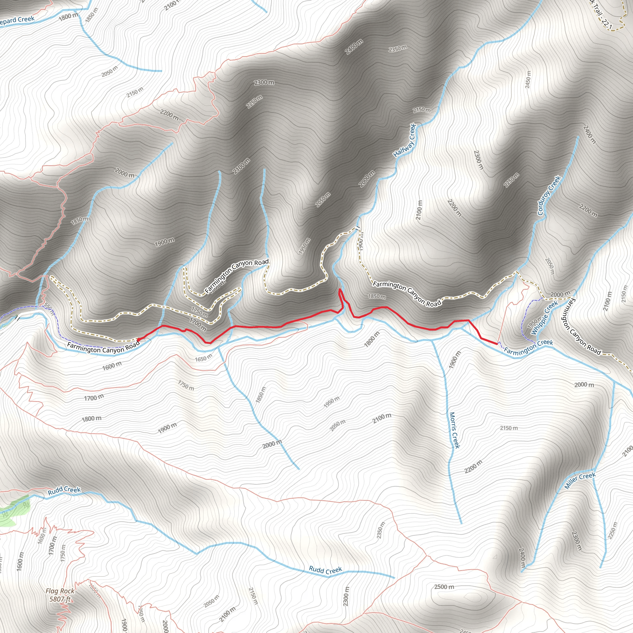 Farmington Creek Trail Out and Back mobile static map