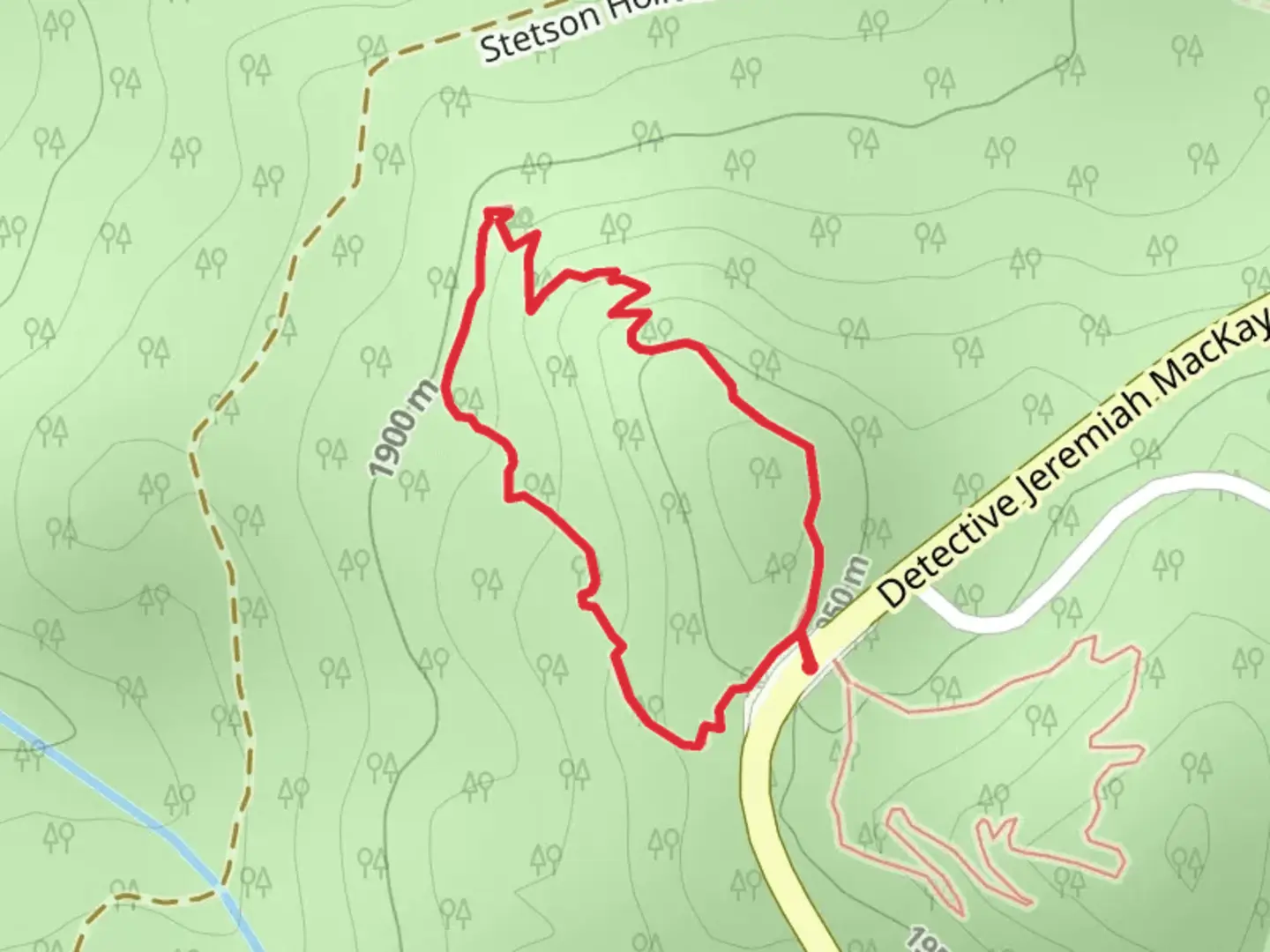 An image depicting the trail Detective Jeremiah MacKay Memorial Highway Loop and its surrounding area.