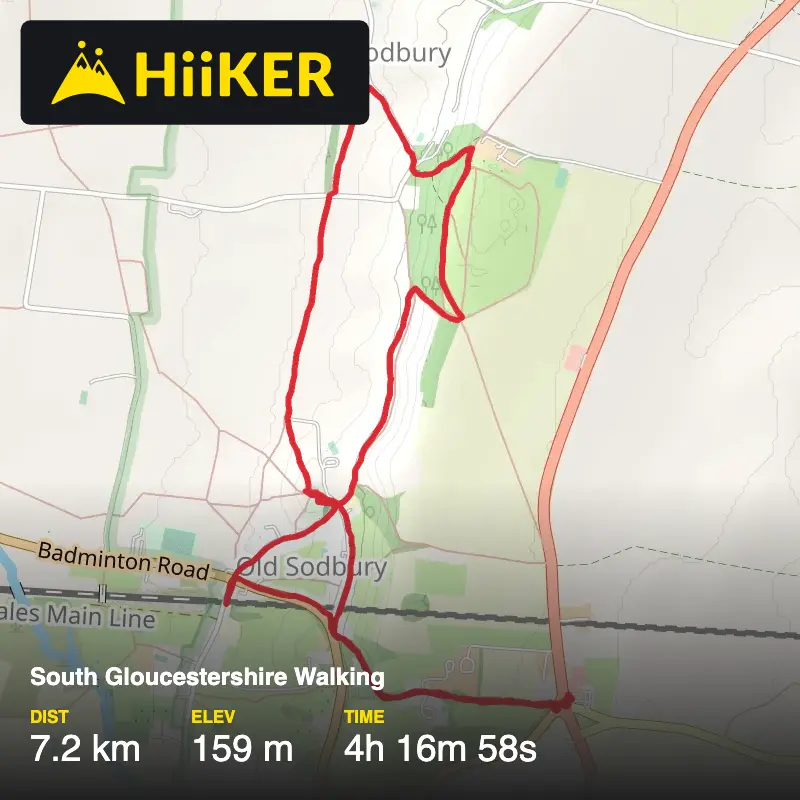 A map preview of the recording South Gloucestershire Walking.