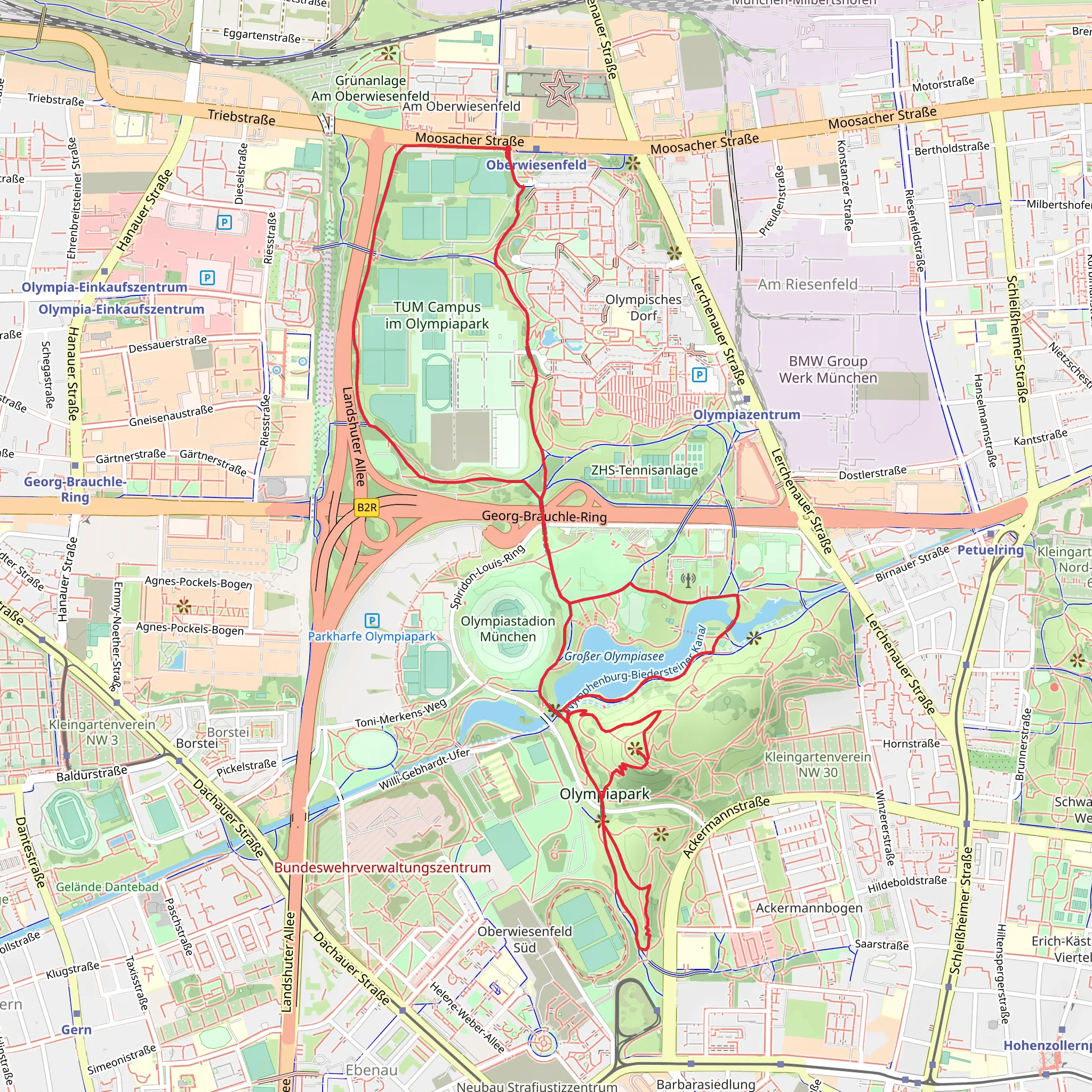 Grosser Olympiasee via Willi Gebhardt Ufer and Hans Jochen Vogel Platz mobile static map