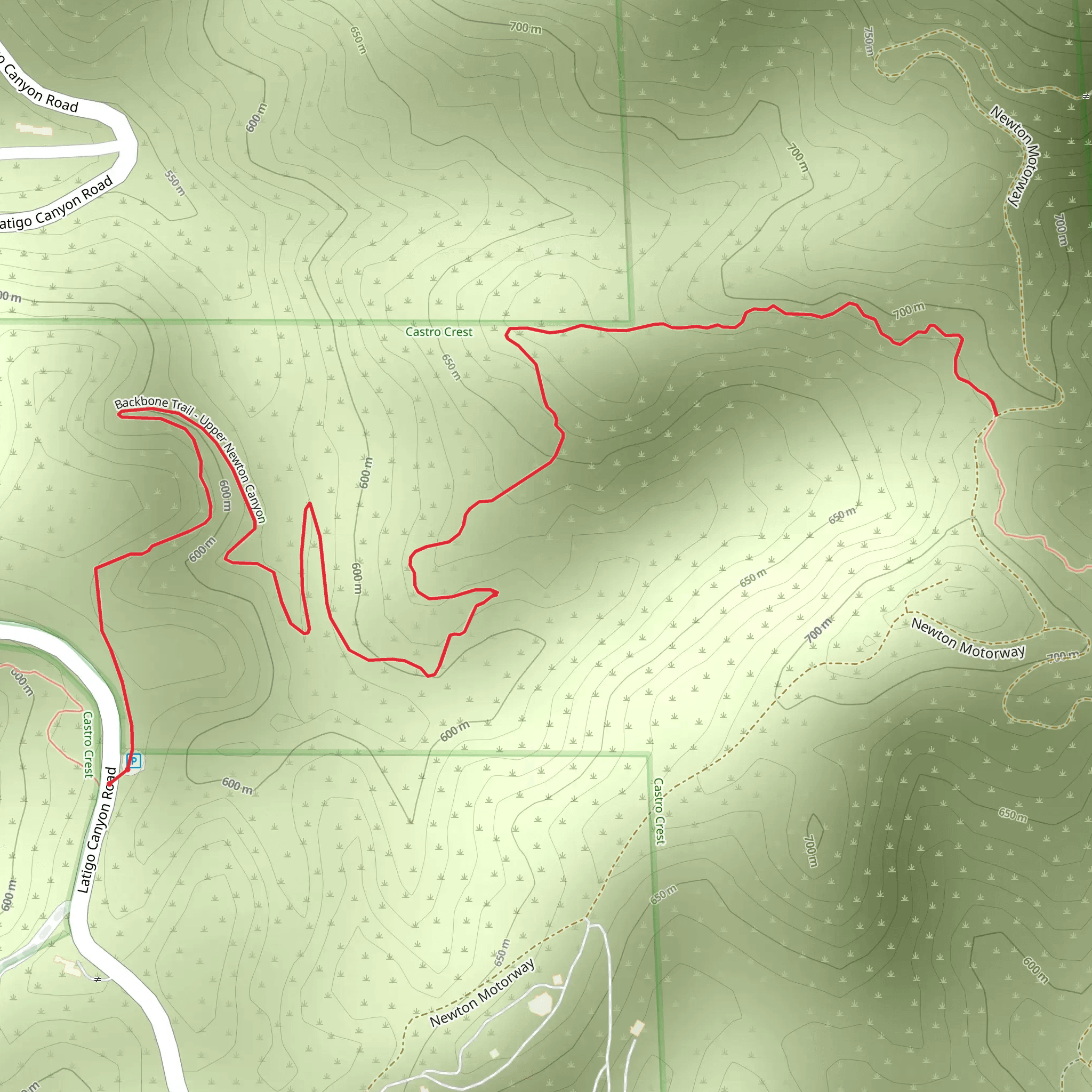 Backbone Trail from Latigo Canyon Road mobile static map