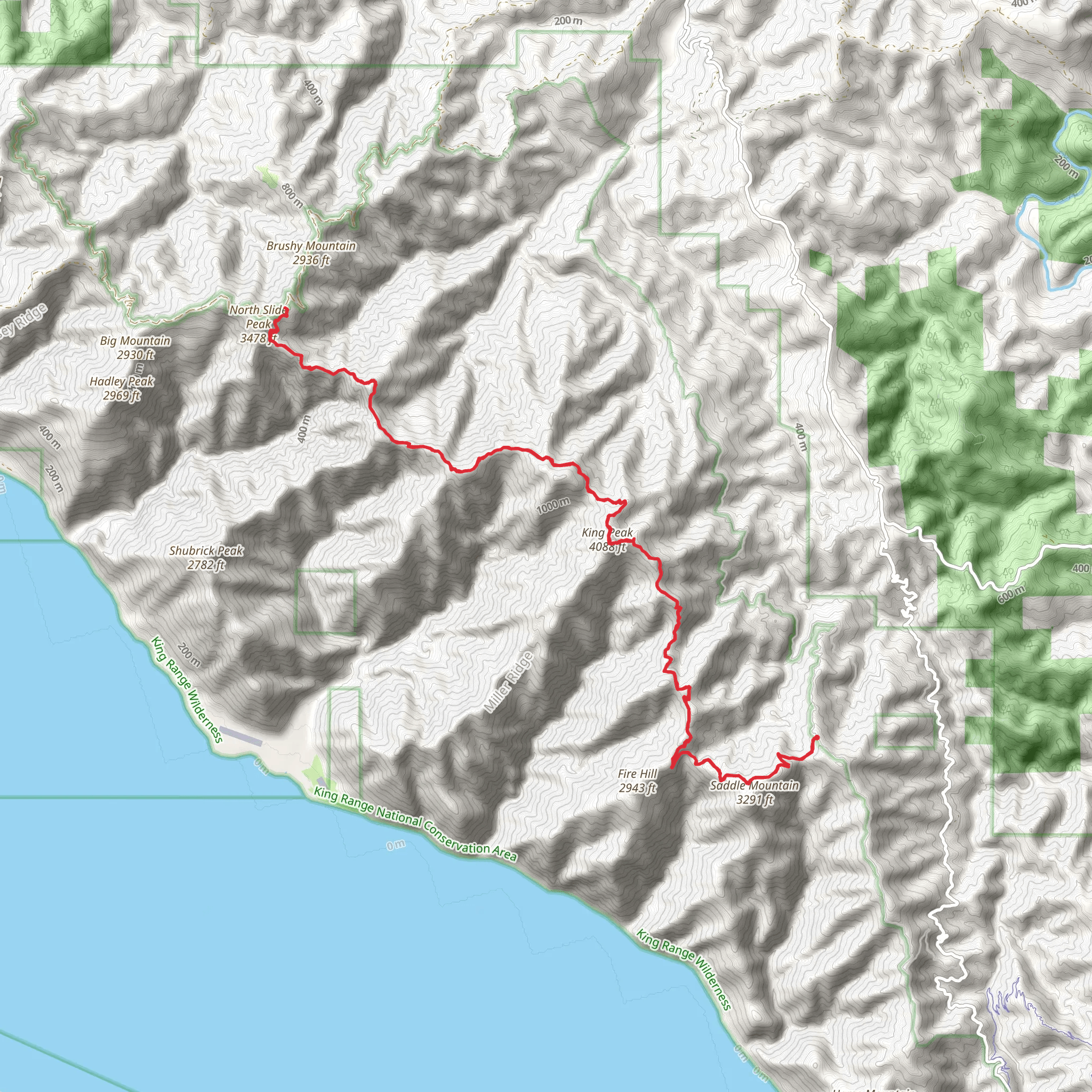 King Peak and North Slide Peak via King Crest Trail mobile static map