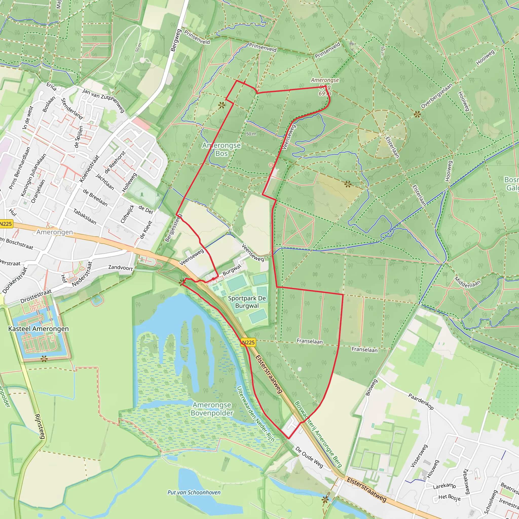 Amerongse Berg and De Blauwe Schuur Loop mobile static map