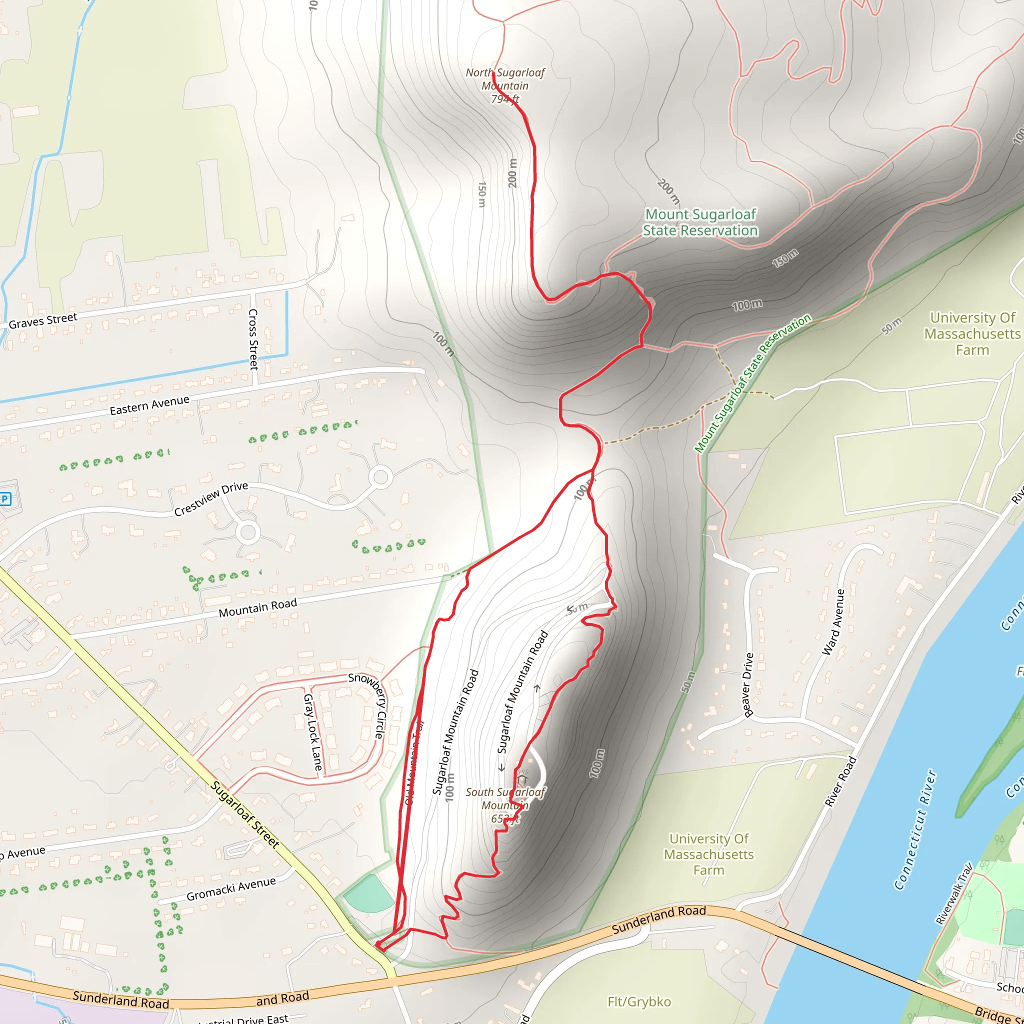 South Sugarloaf Mountain and North Sugarloaf Mountain Loop Trail mobile static map