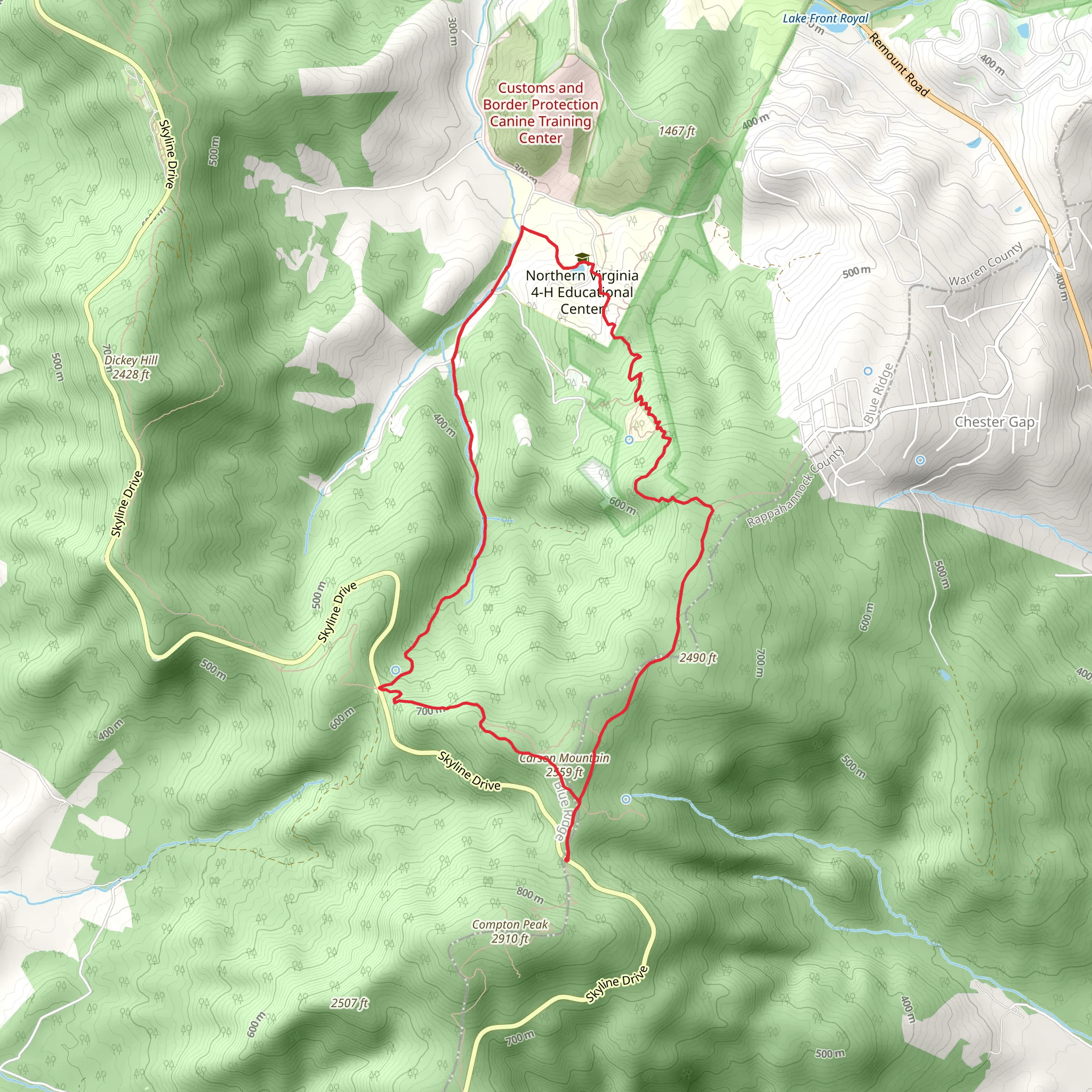 Appalachian, Lake Culpeper and Dickey Ridge Loop Trail mobile static map