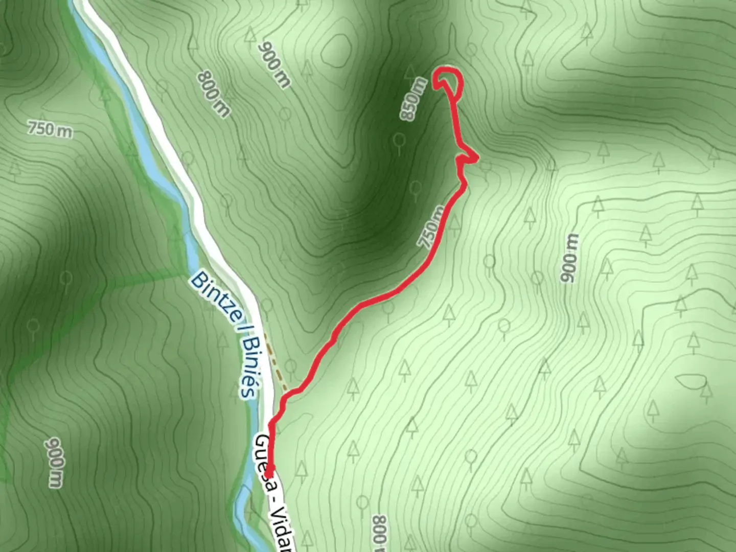 An image depicting the trail Azanzorea Cave SL NA 72 and its surrounding area.