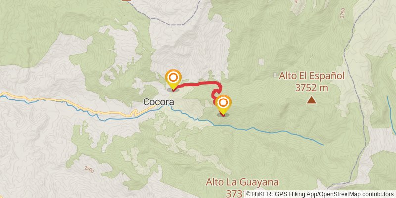 Cocora Valley Trek alt 1 Map