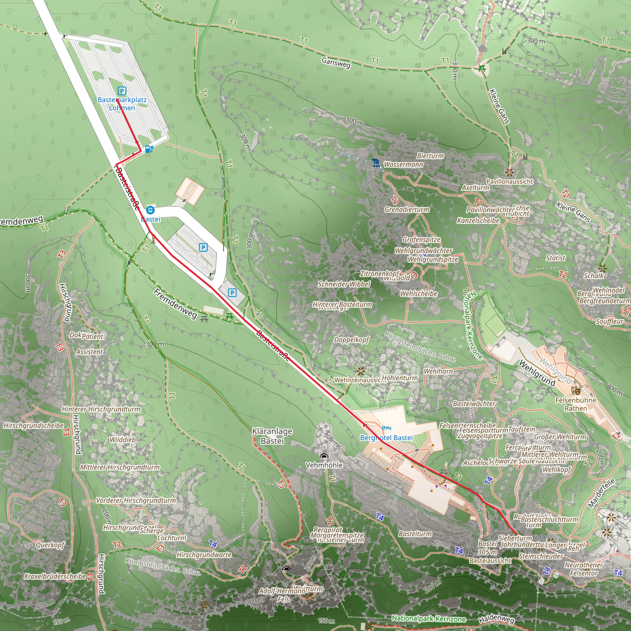 Sieberturm Walk via Basteistraße mobile static map