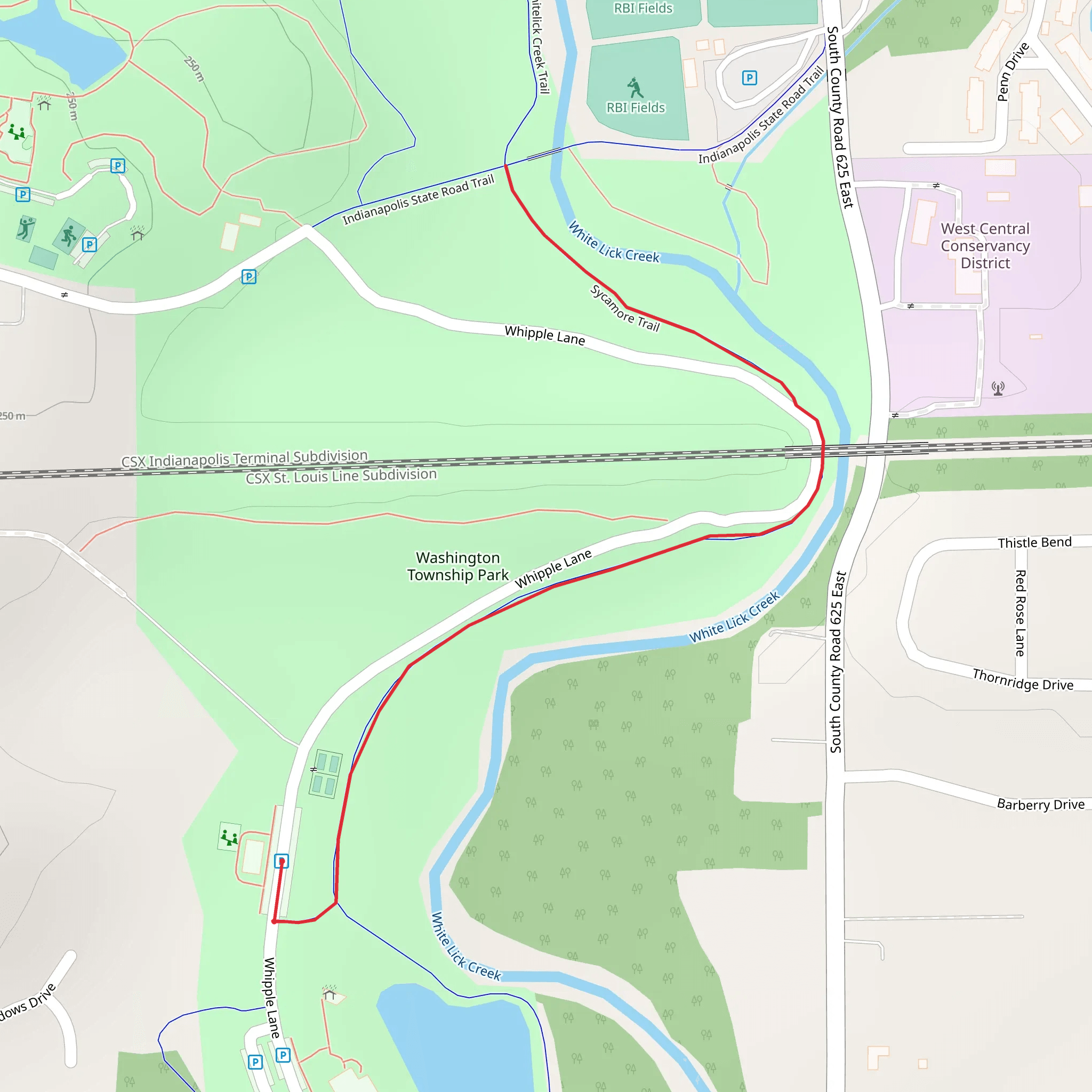 Sycamore Trail Out and Back mobile static map