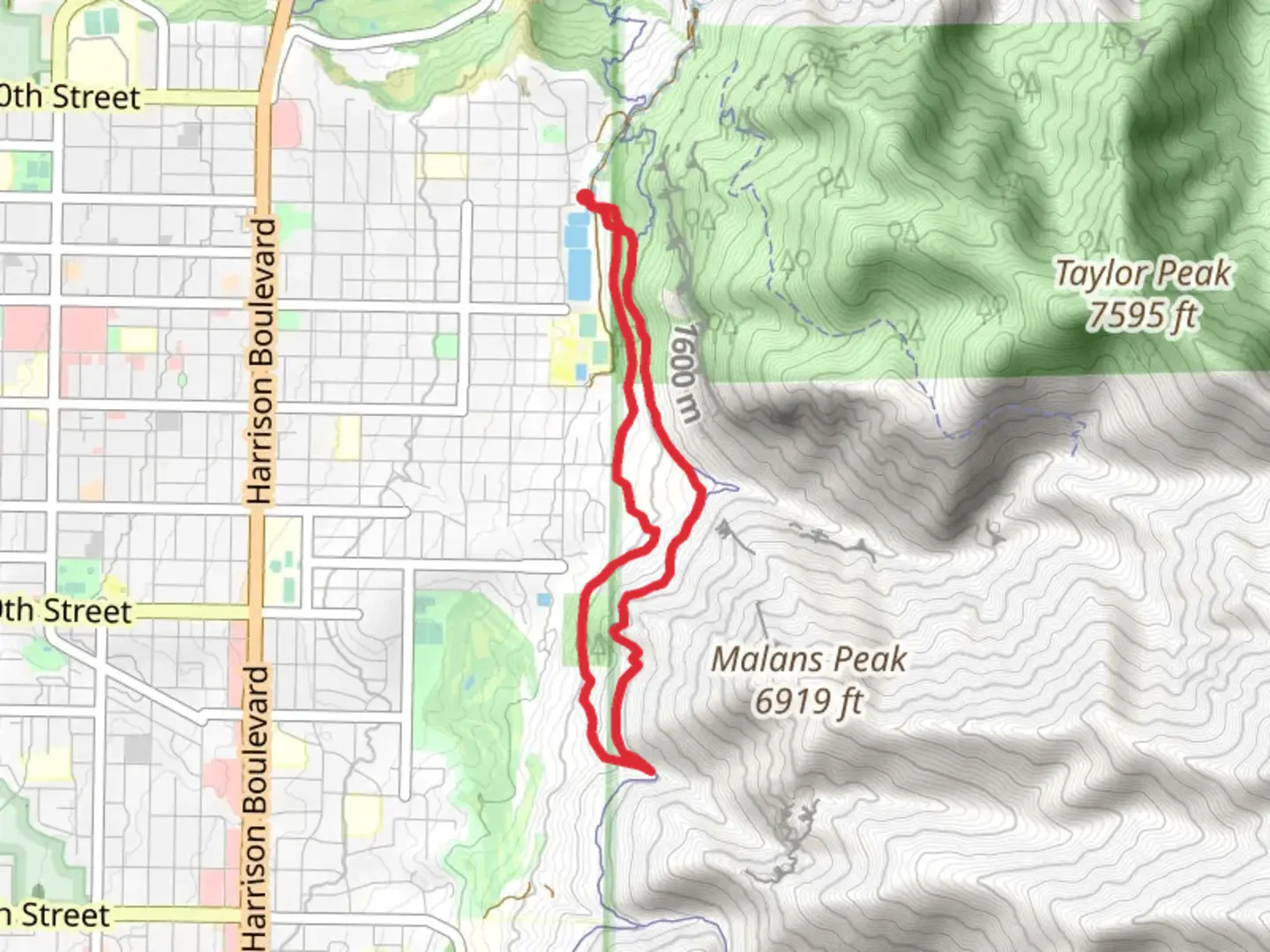 An image depicting the trail Taylor Canyon Trail and Bonneville Shoreline Loop Trail and its surrounding area.