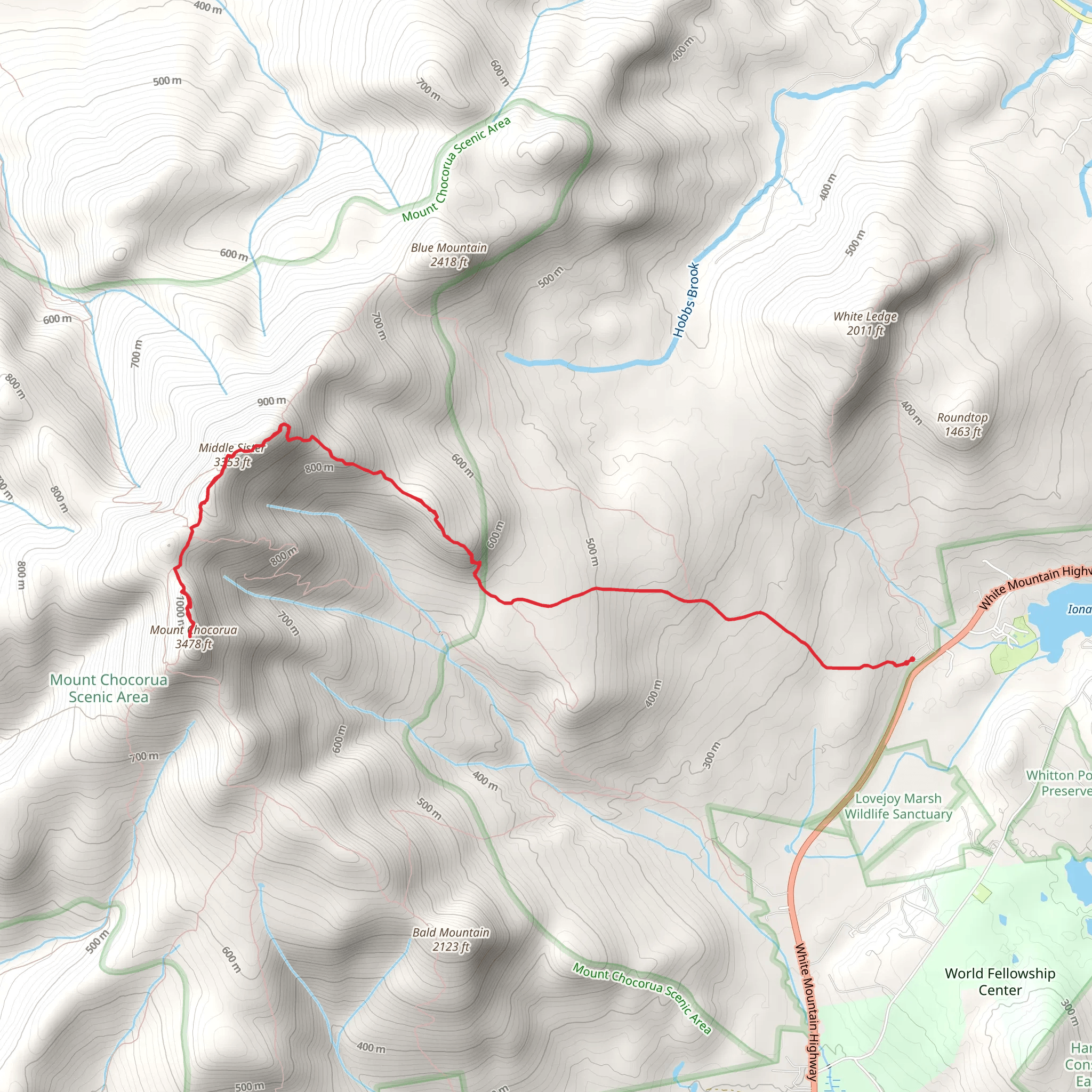 Mount Chocorua via Carter Ledge Trail mobile static map