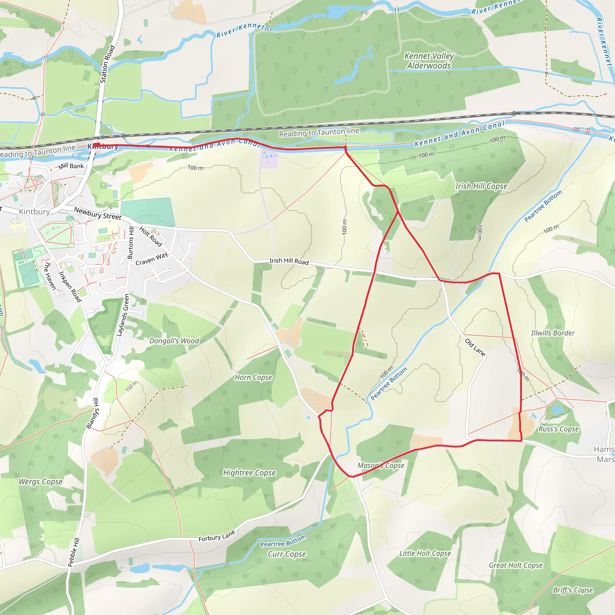 Mason's Copse Loop from Kintbury mobile static map