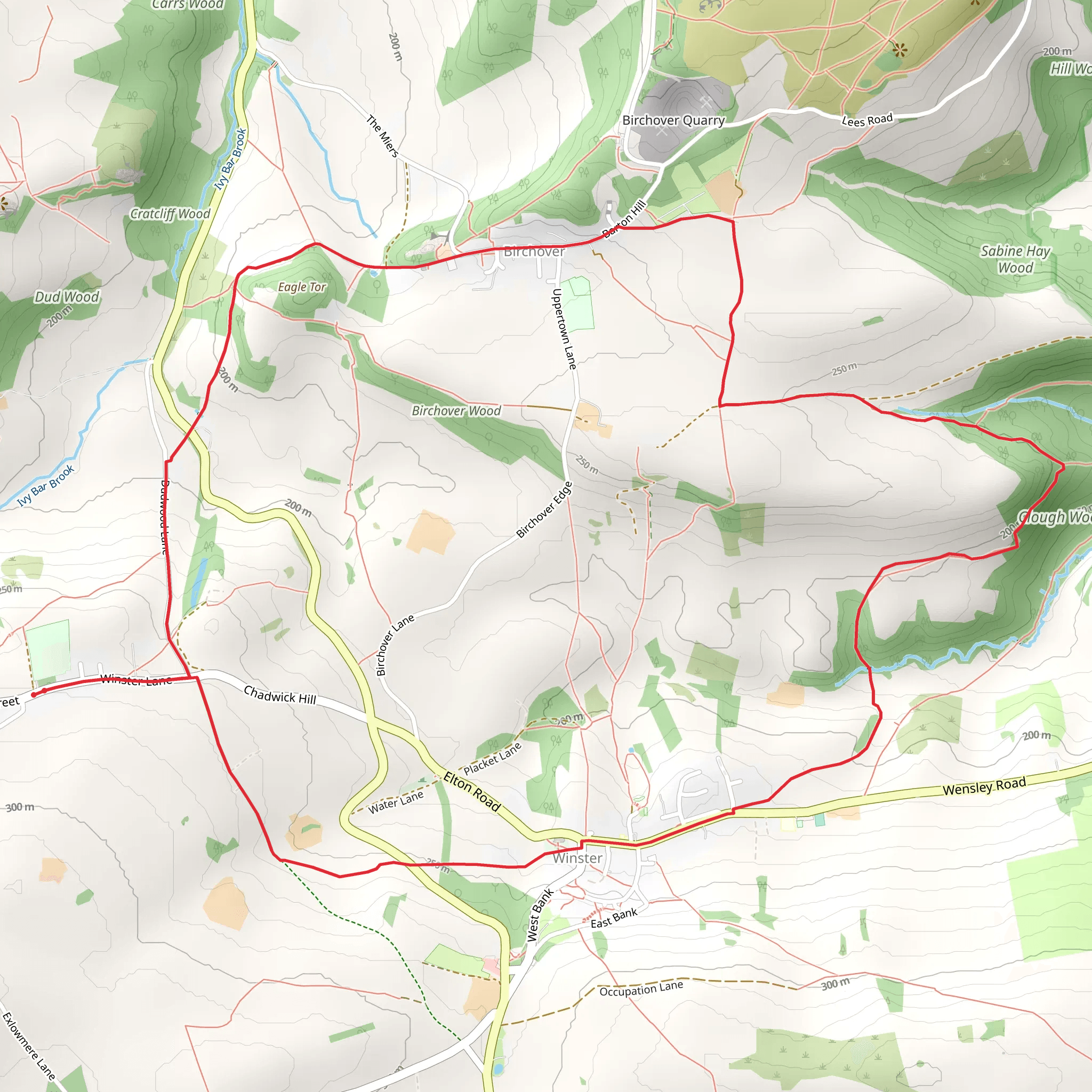 Elton - Winster and Birchover mobile static map