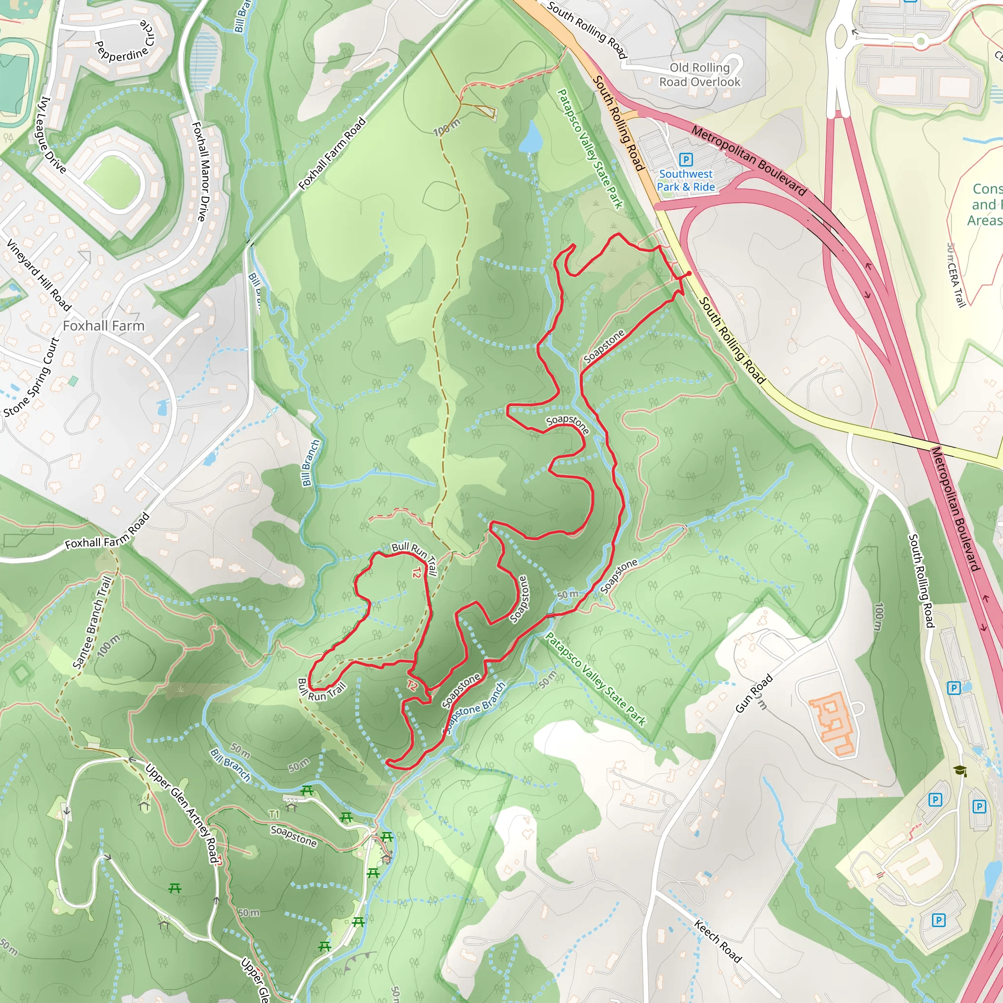 Soapstone and Bull Run Loop Trail mobile static map