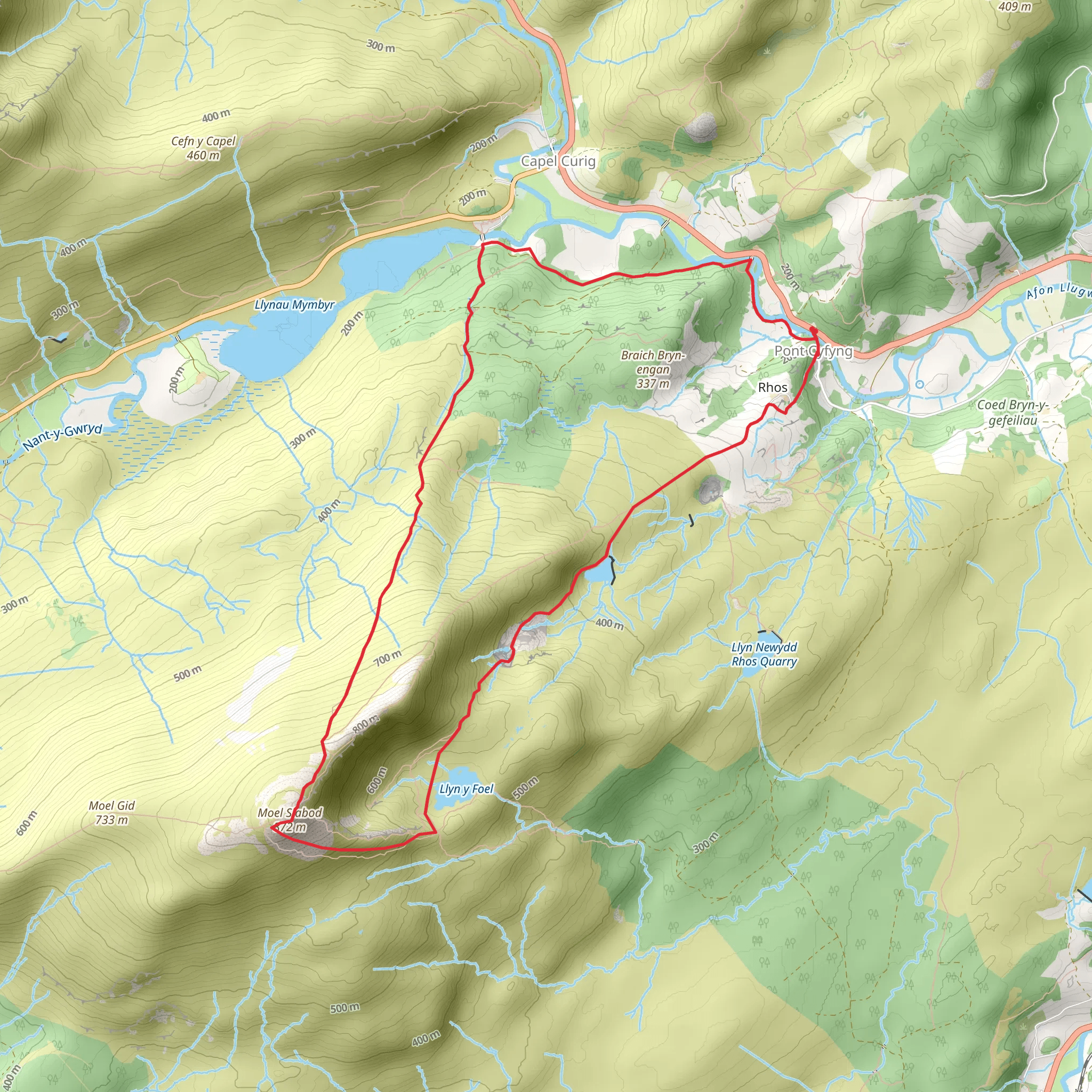 Moel Siabod from Capel Curig mobile static map
