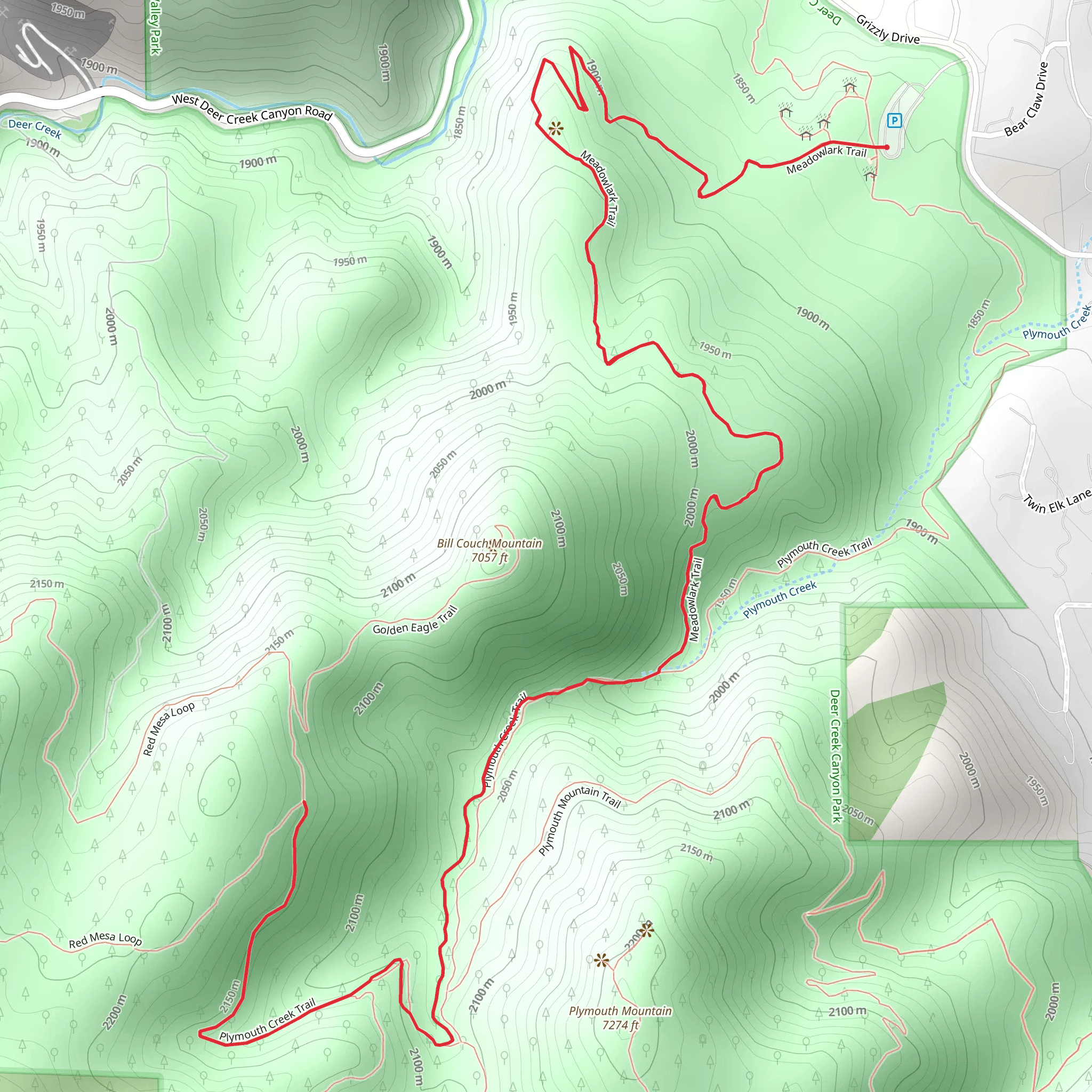 Plymouth Creek and Meadowlark Trail mobile static map