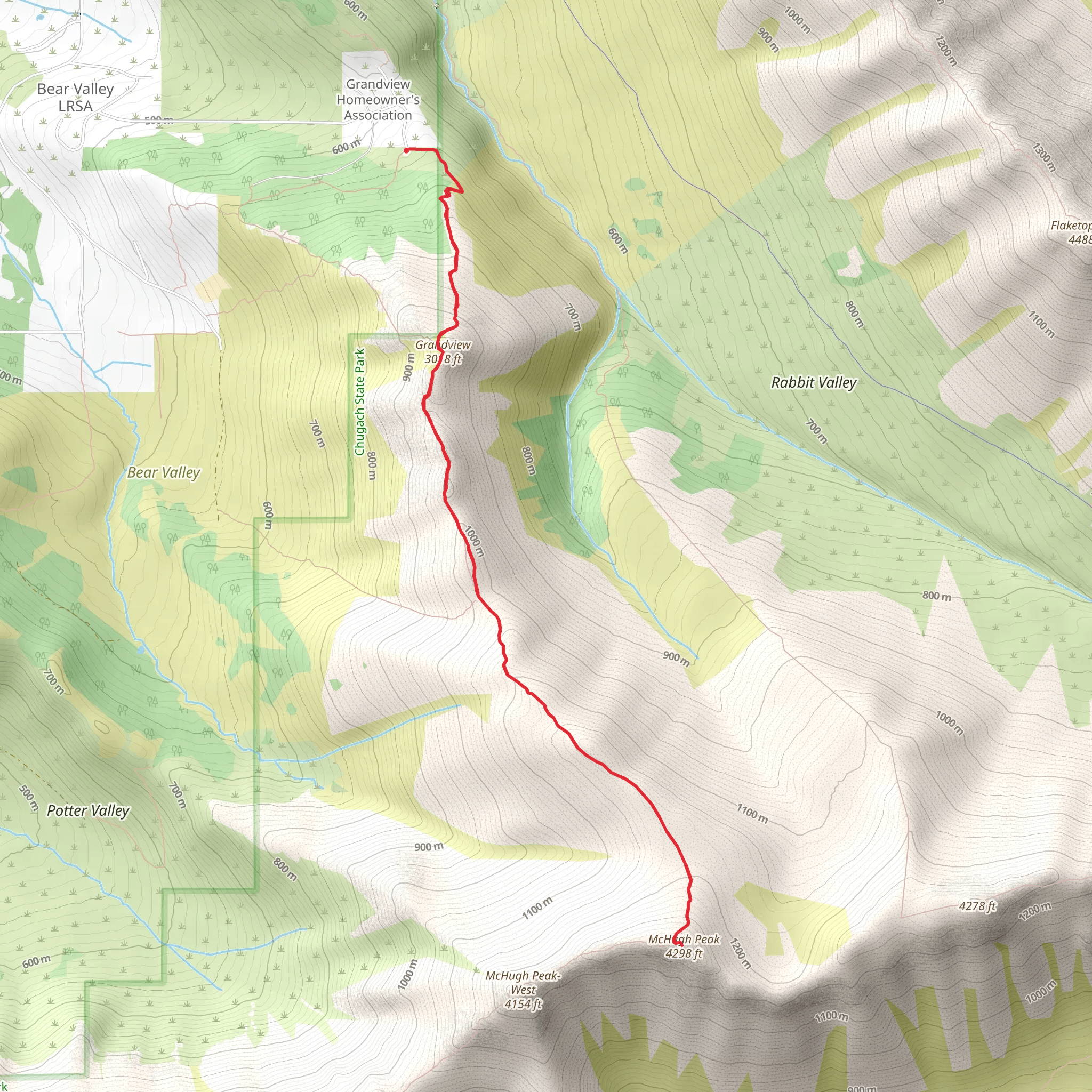 Grandview and McHugh Peak Trail mobile static map