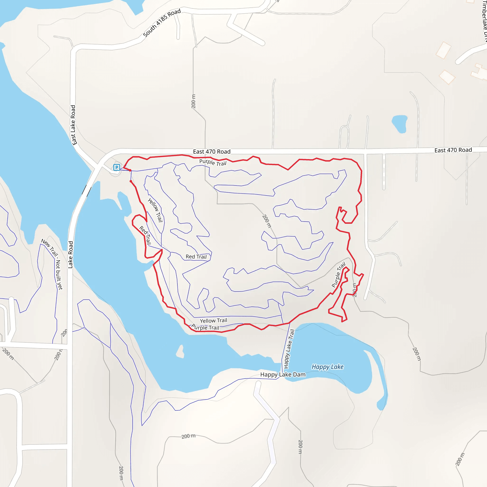 Happy Lake via Red Trail and Purple Trail Loop mobile static map