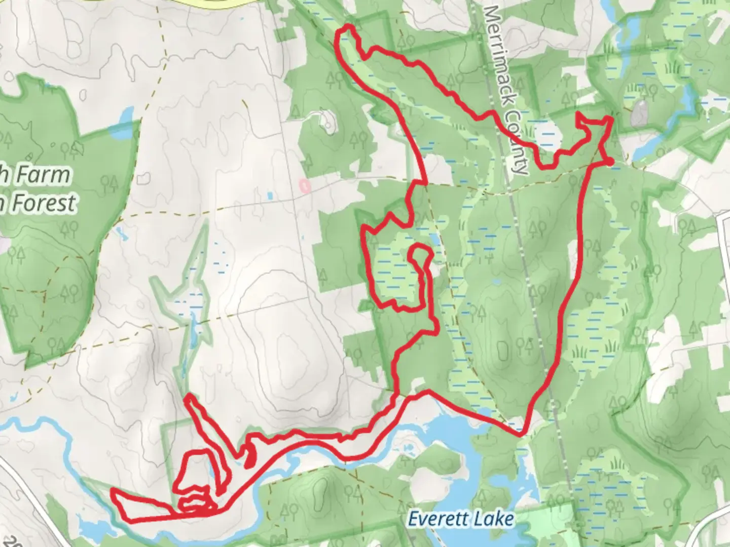 An image depicting the trail Stark Memorial Park and East Waare Loop and its surrounding area.