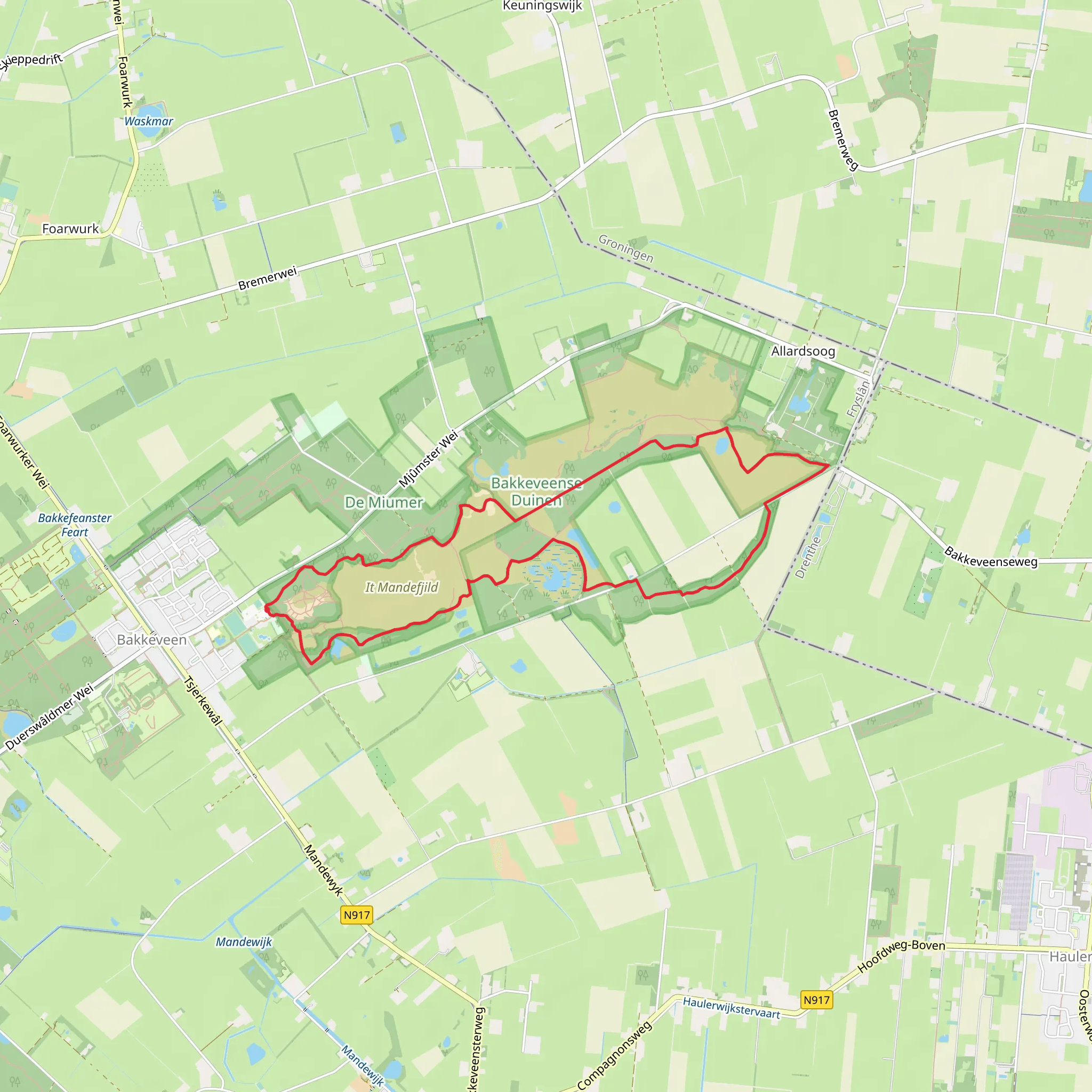 Bakkeveensterduinen, Grafheuvels and Fockenhof Loop mobile static map