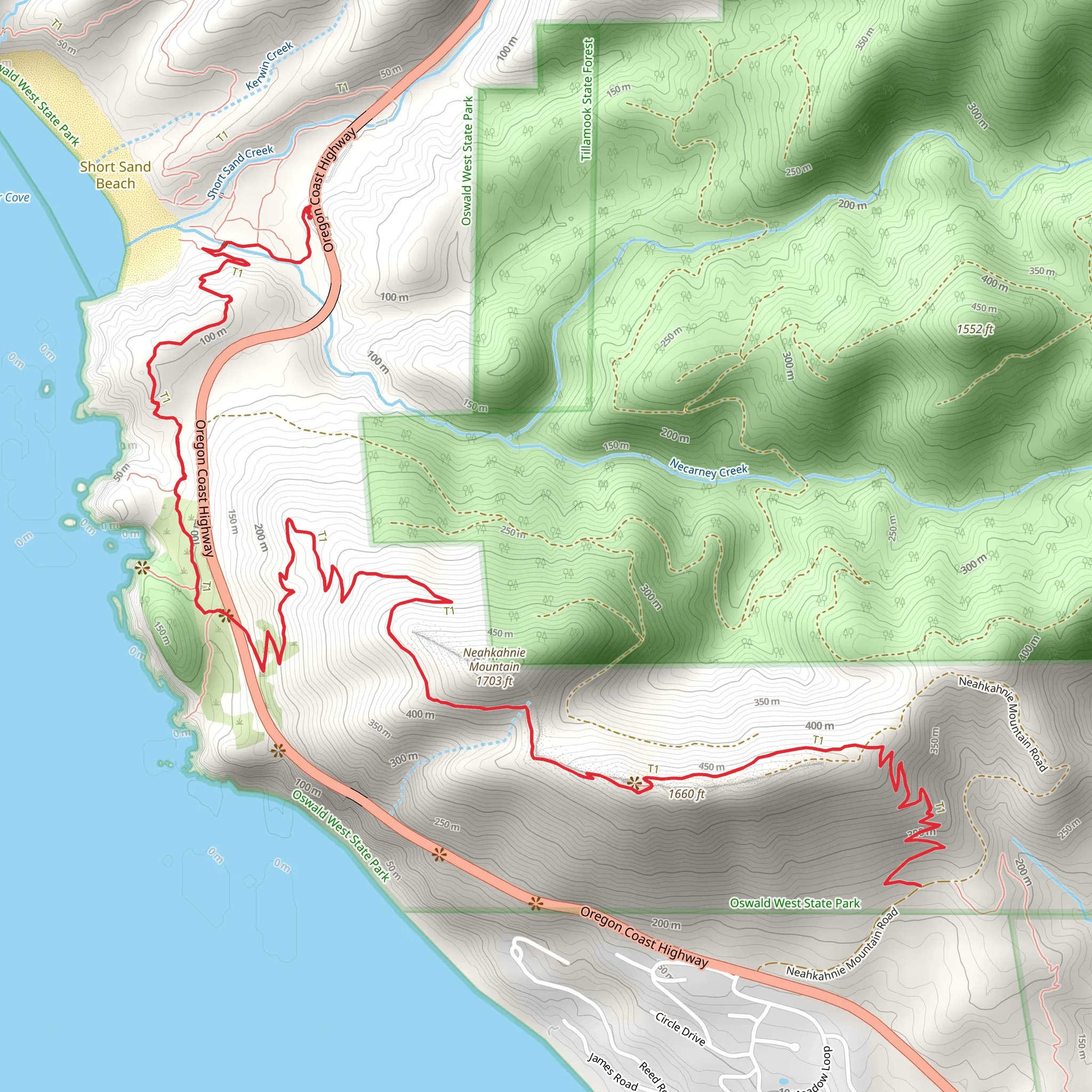 South Neah-Kah-Nie Mountain Trail mobile static map